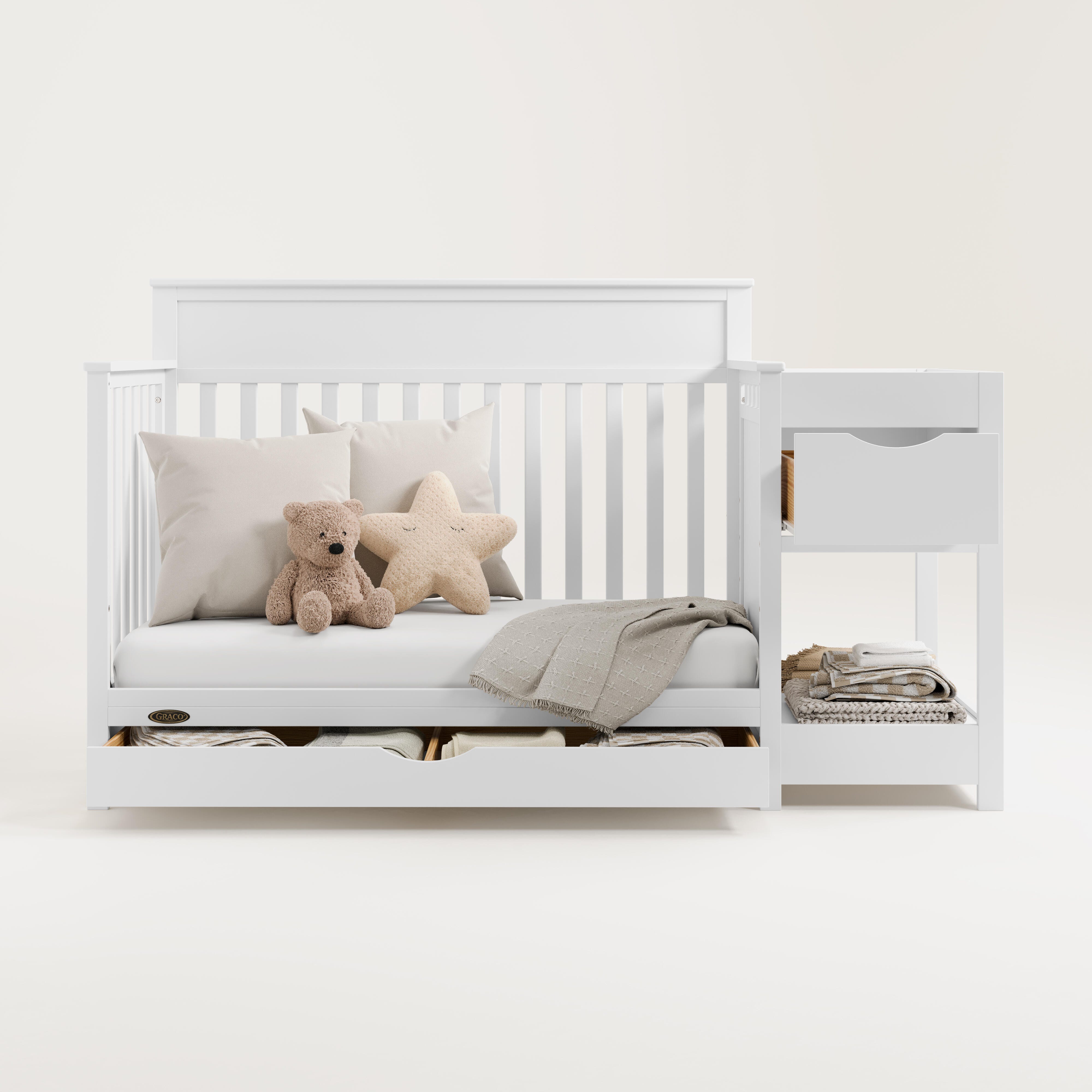 Graco Shiloh 5-in-1 Convertible Crib and Changer With Storage Drawer, White, large