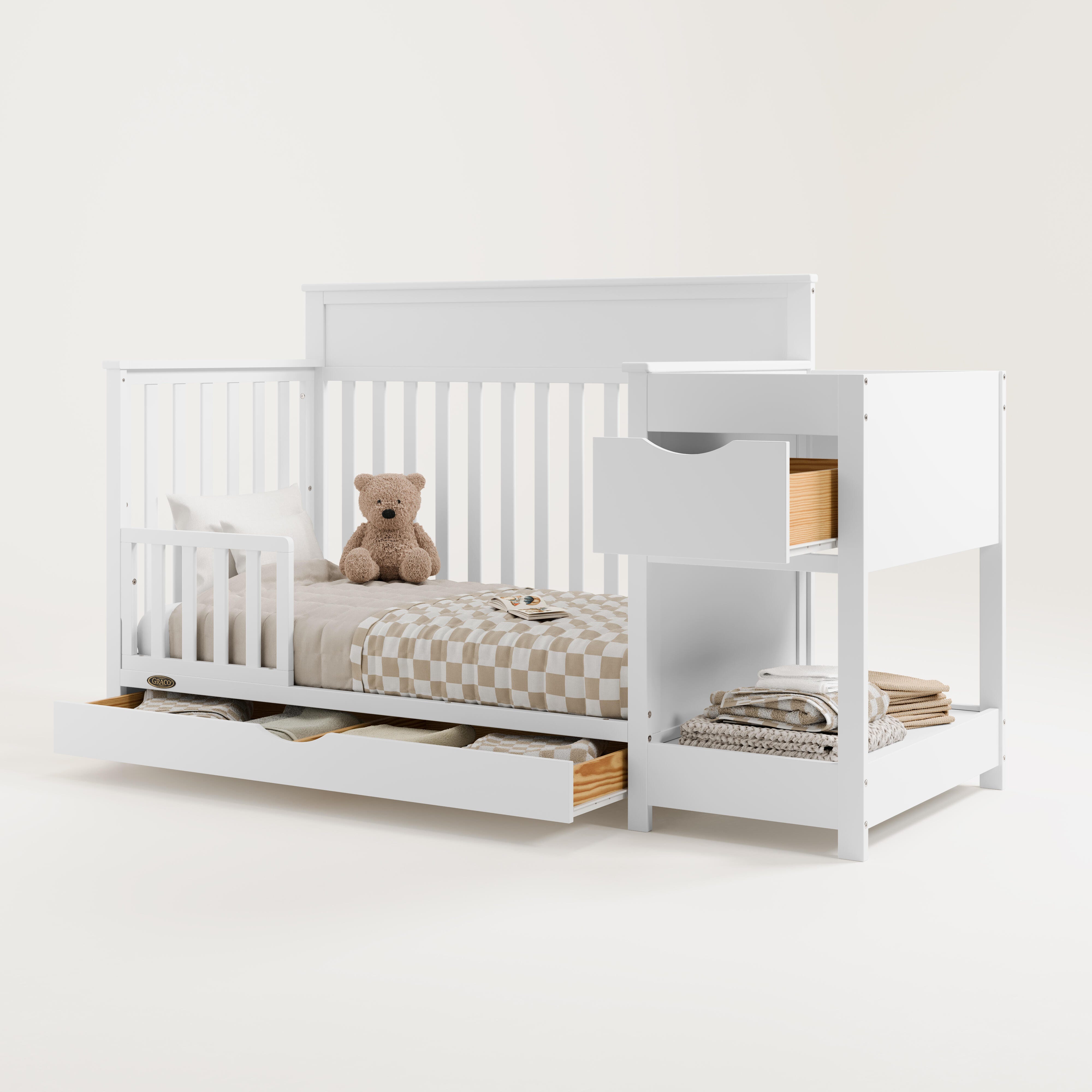 Graco Shiloh 5-in-1 Convertible Crib and Changer With Storage Drawer, White, large