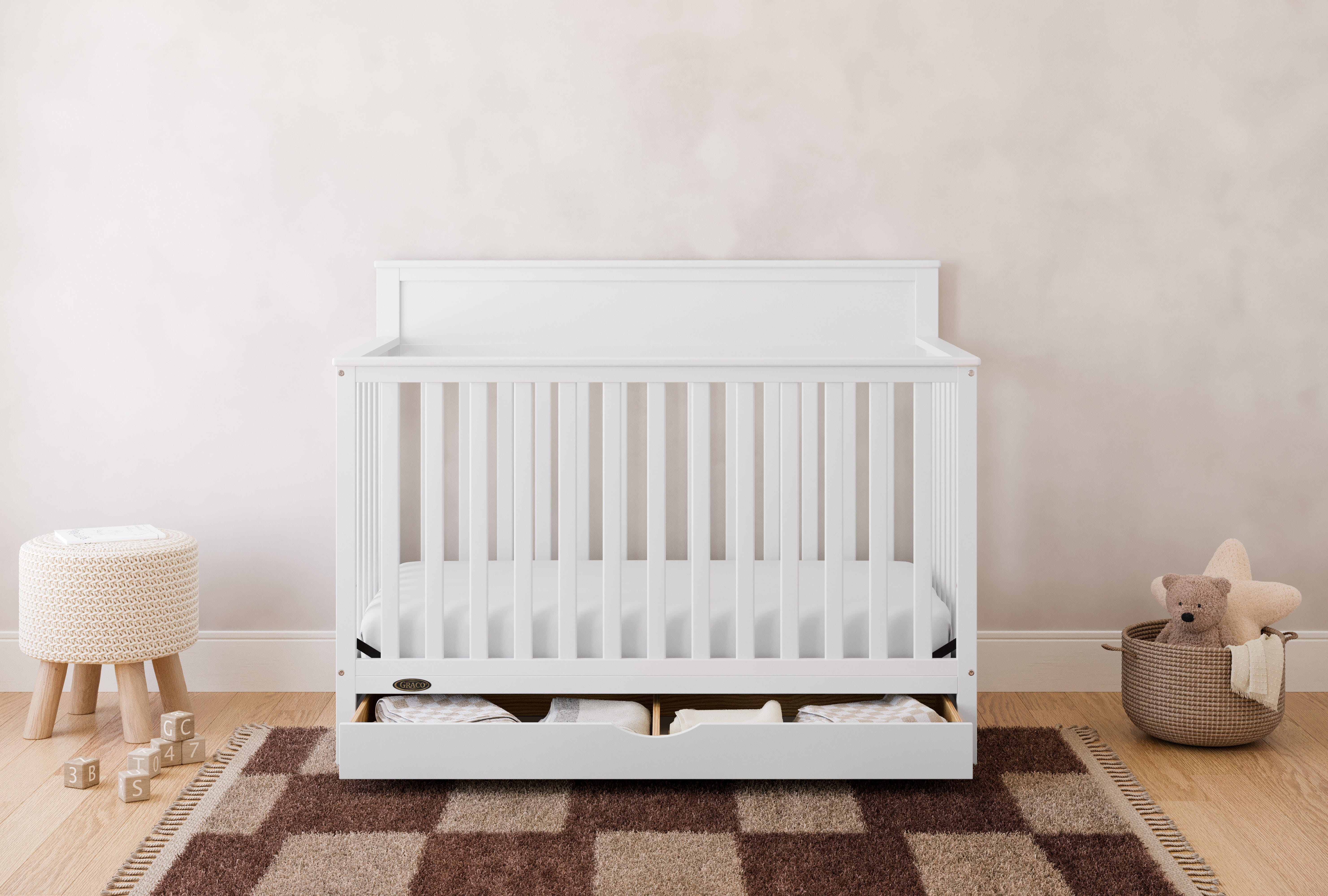 Graco Shiloh 5-in-1 Convertible Crib With Storage Drawer, White, rollover
