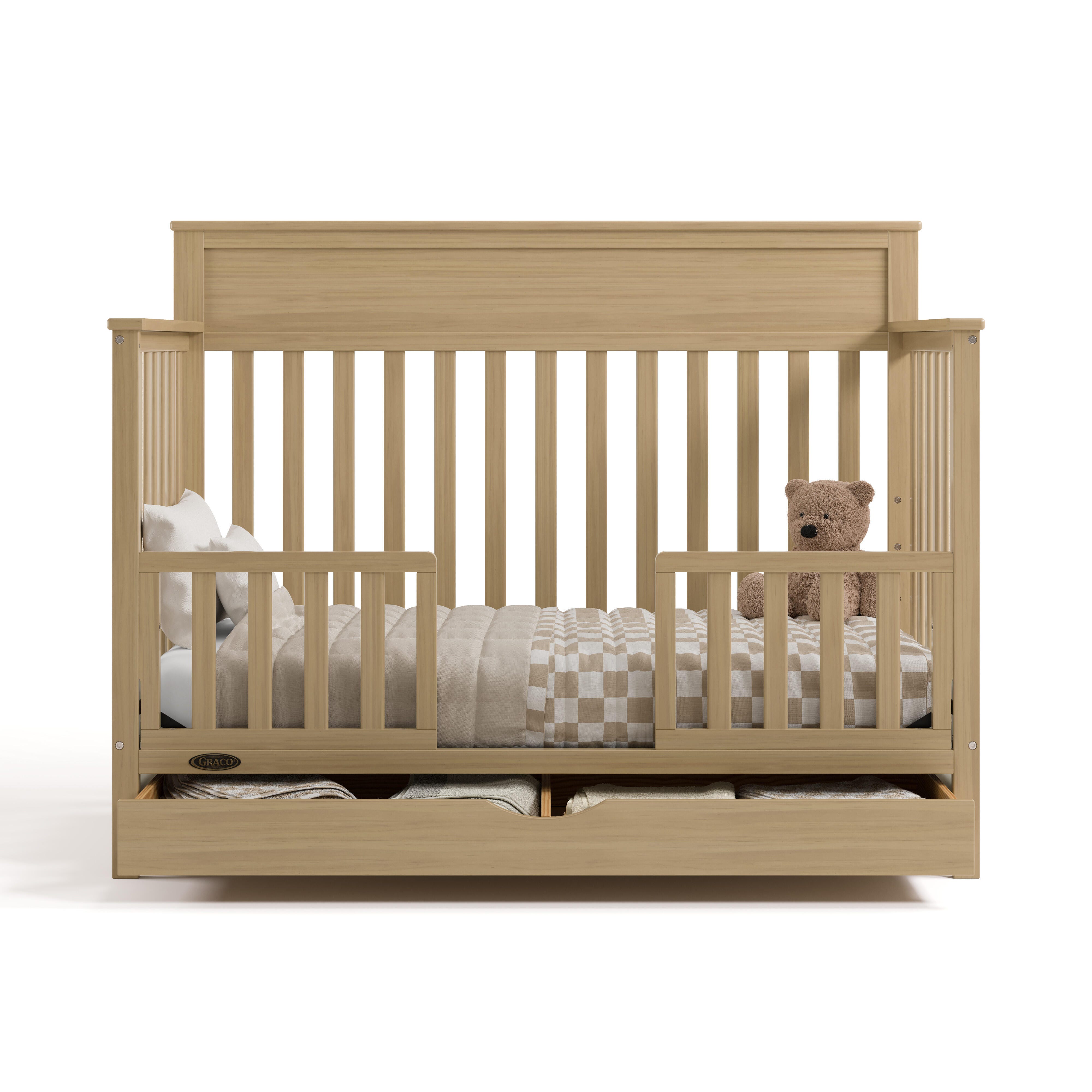 Graco Shiloh 5-in-1 Convertible Crib With Storage Drawer, Driftwood, large