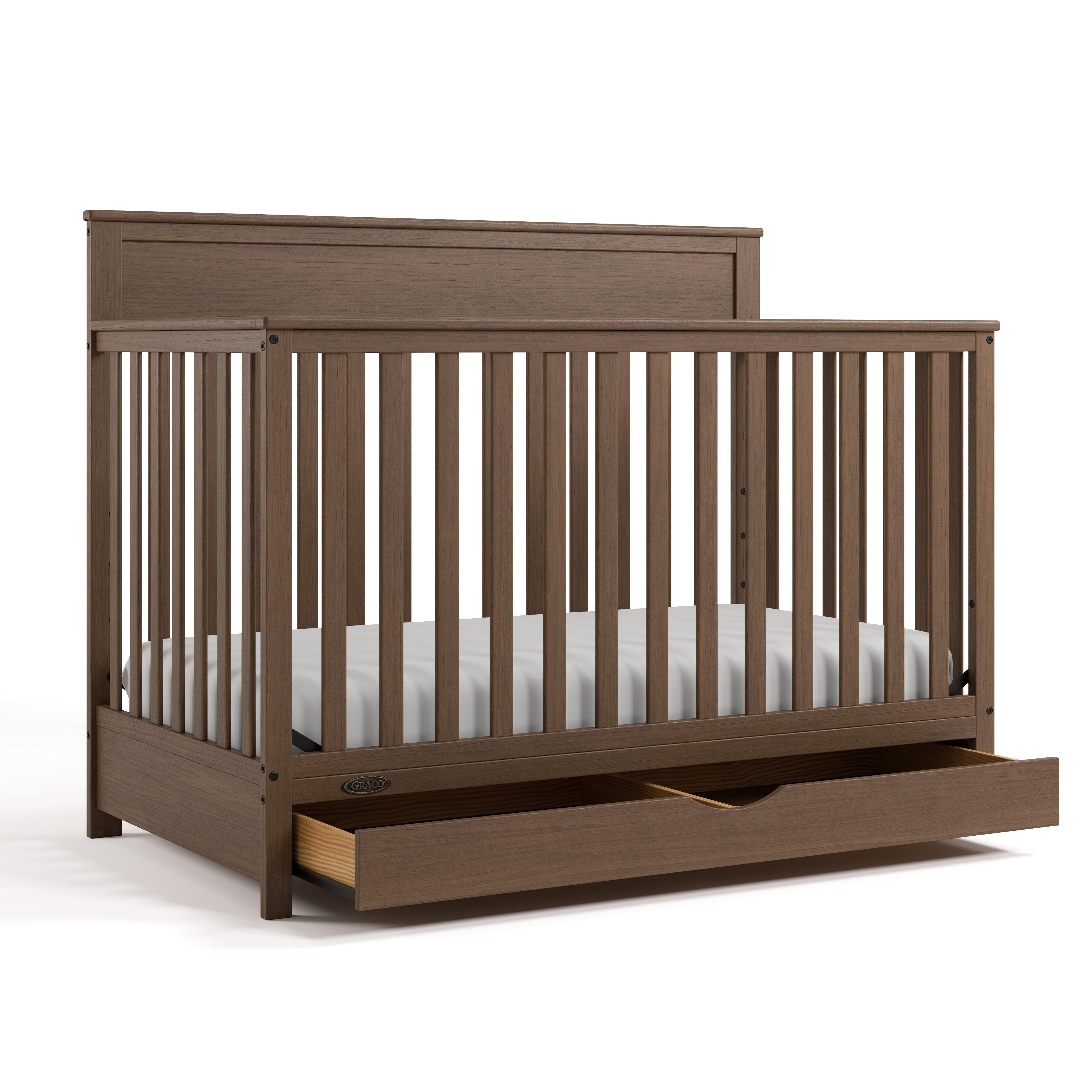 Graco Shiloh 5-in-1 Convertible Crib With Storage Drawer, Hazelnut, large