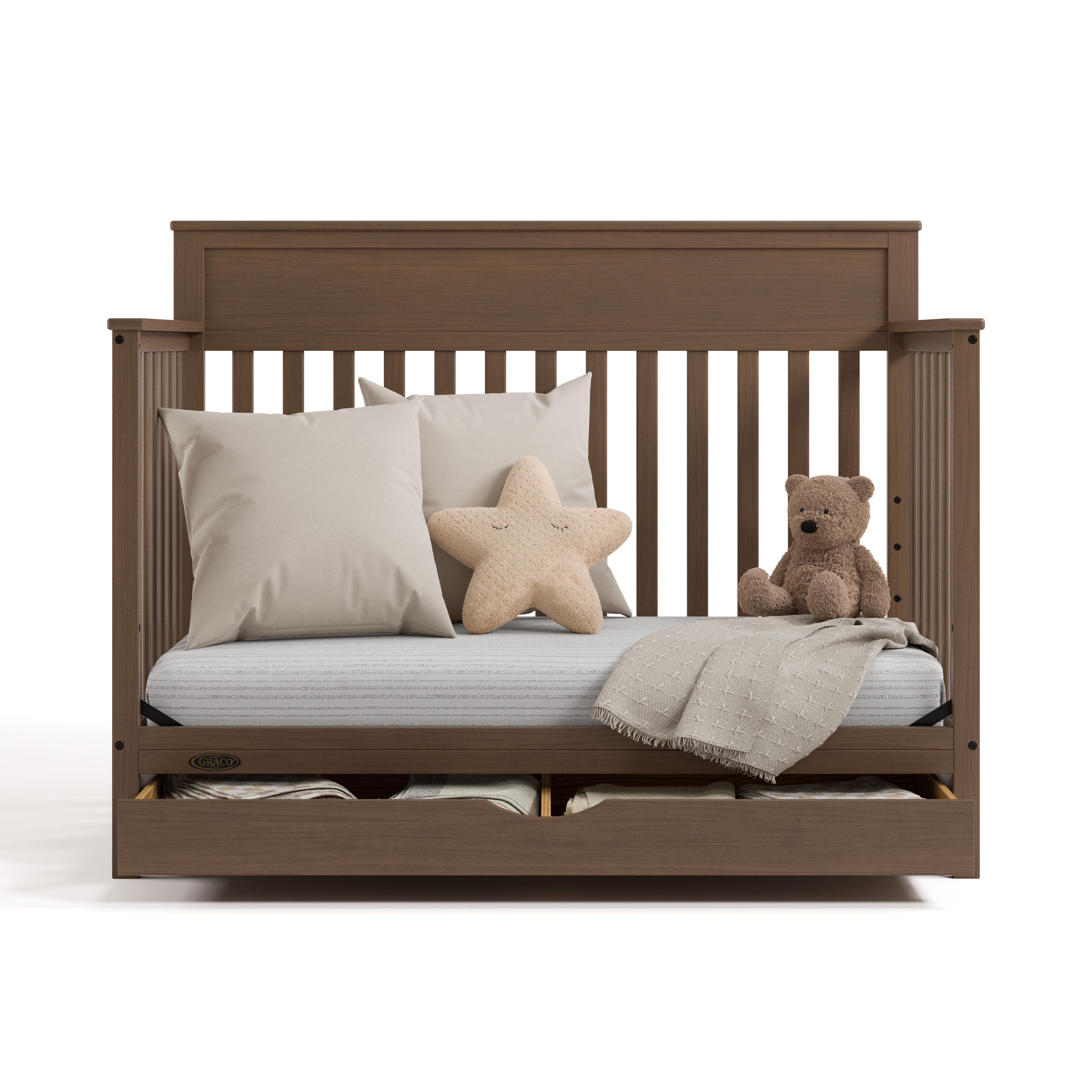 Graco Shiloh 5-in-1 Convertible Crib With Storage Drawer, Hazelnut, large