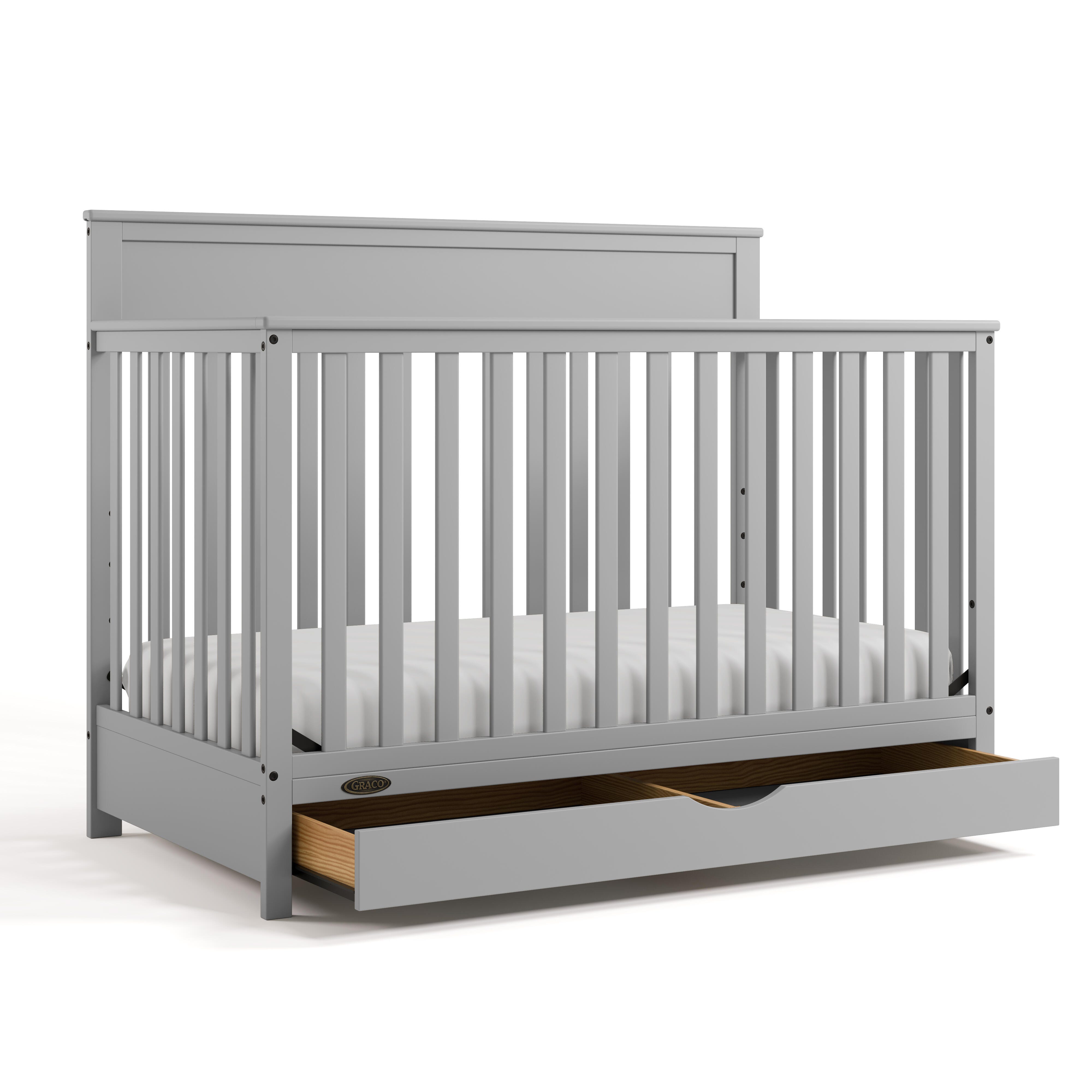 Graco Shiloh 5-in-1 Convertible Crib With Storage Drawer, Pebble Gray, large