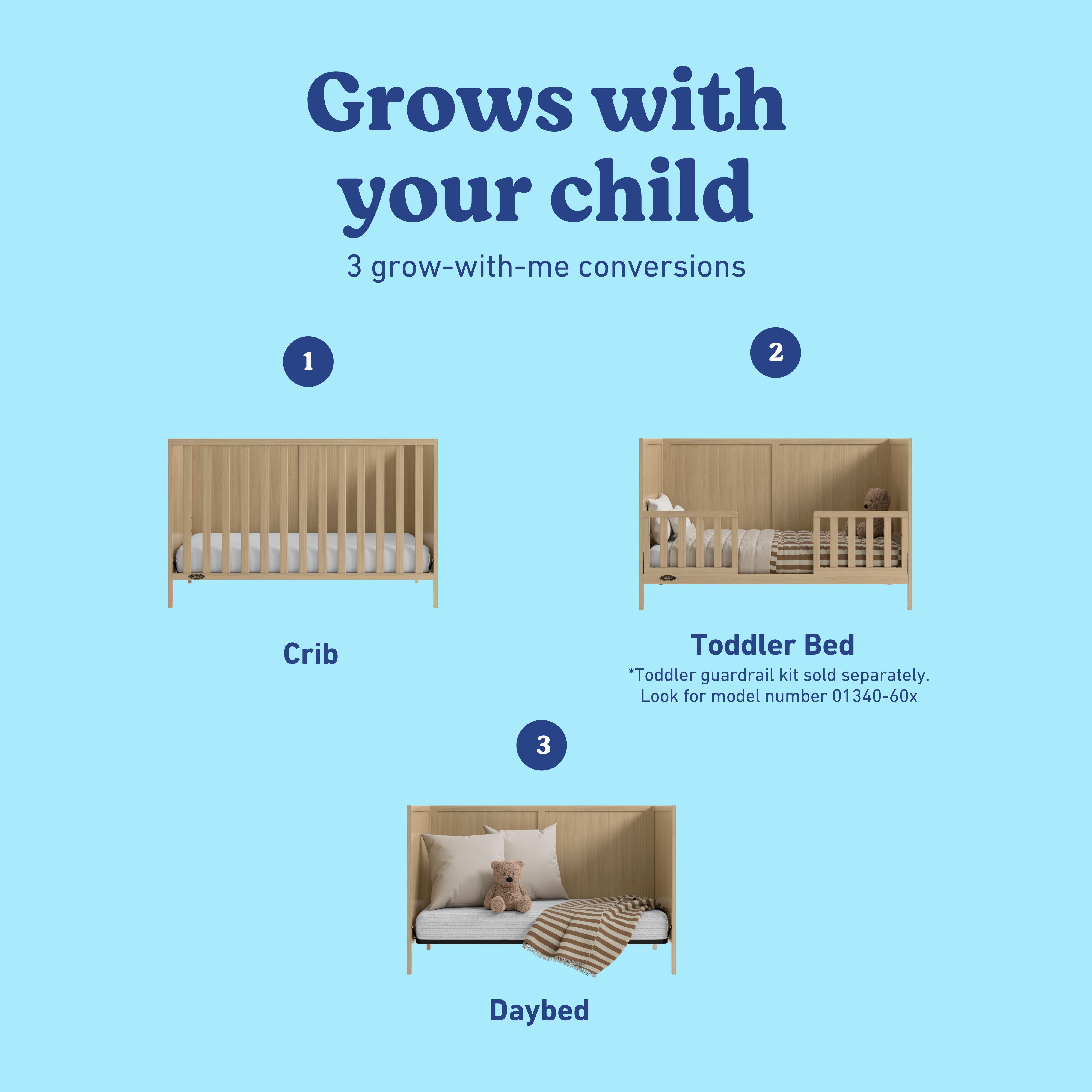 Graco Theo 3-in-1 Convertible Crib, Driftwood, large