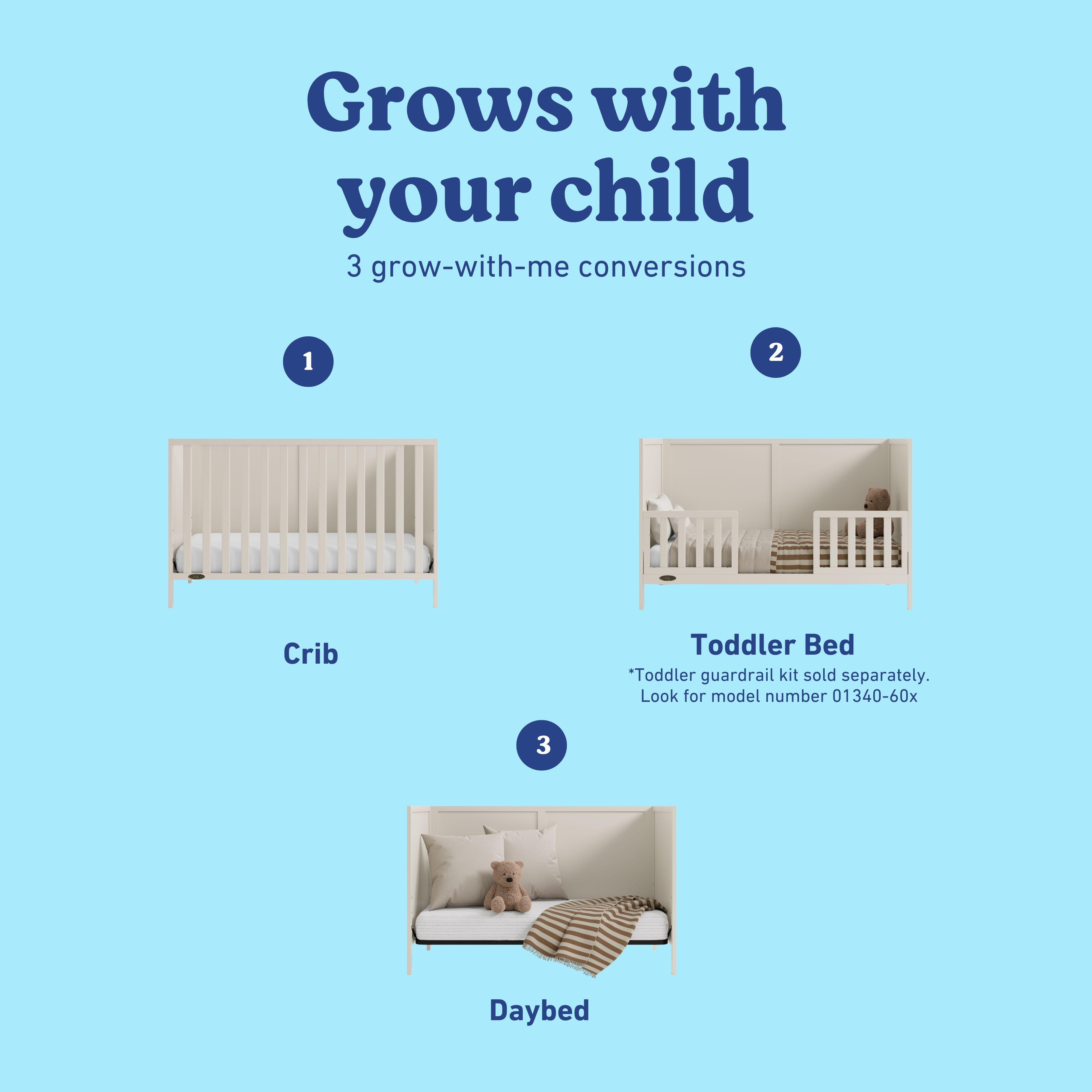 Graco Theo 3-in-1 Convertible Crib, Frosted Oat, large