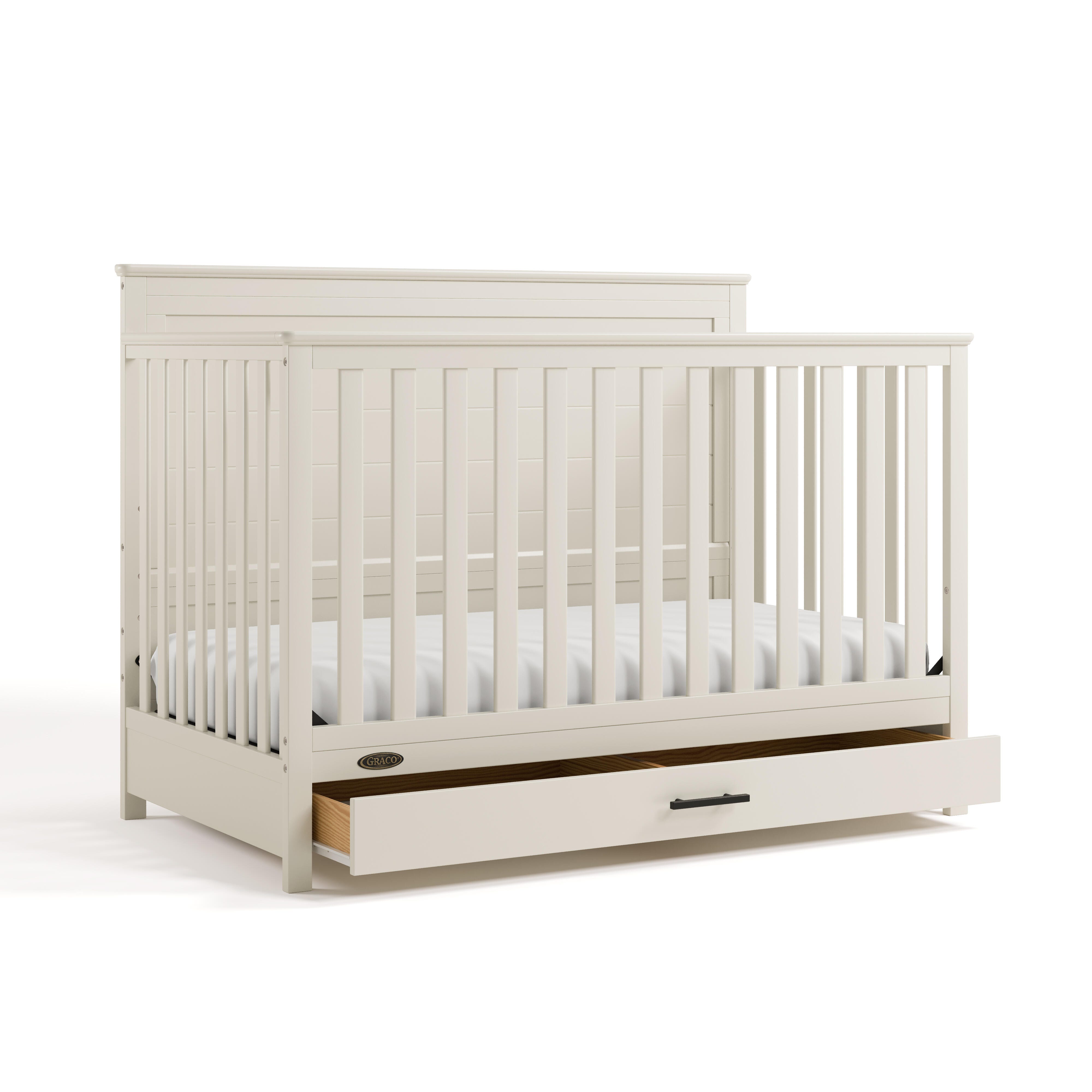 Graco Tristan 5-in-1 Convertible Crib With Storage Drawer, Frosted Oat, large
