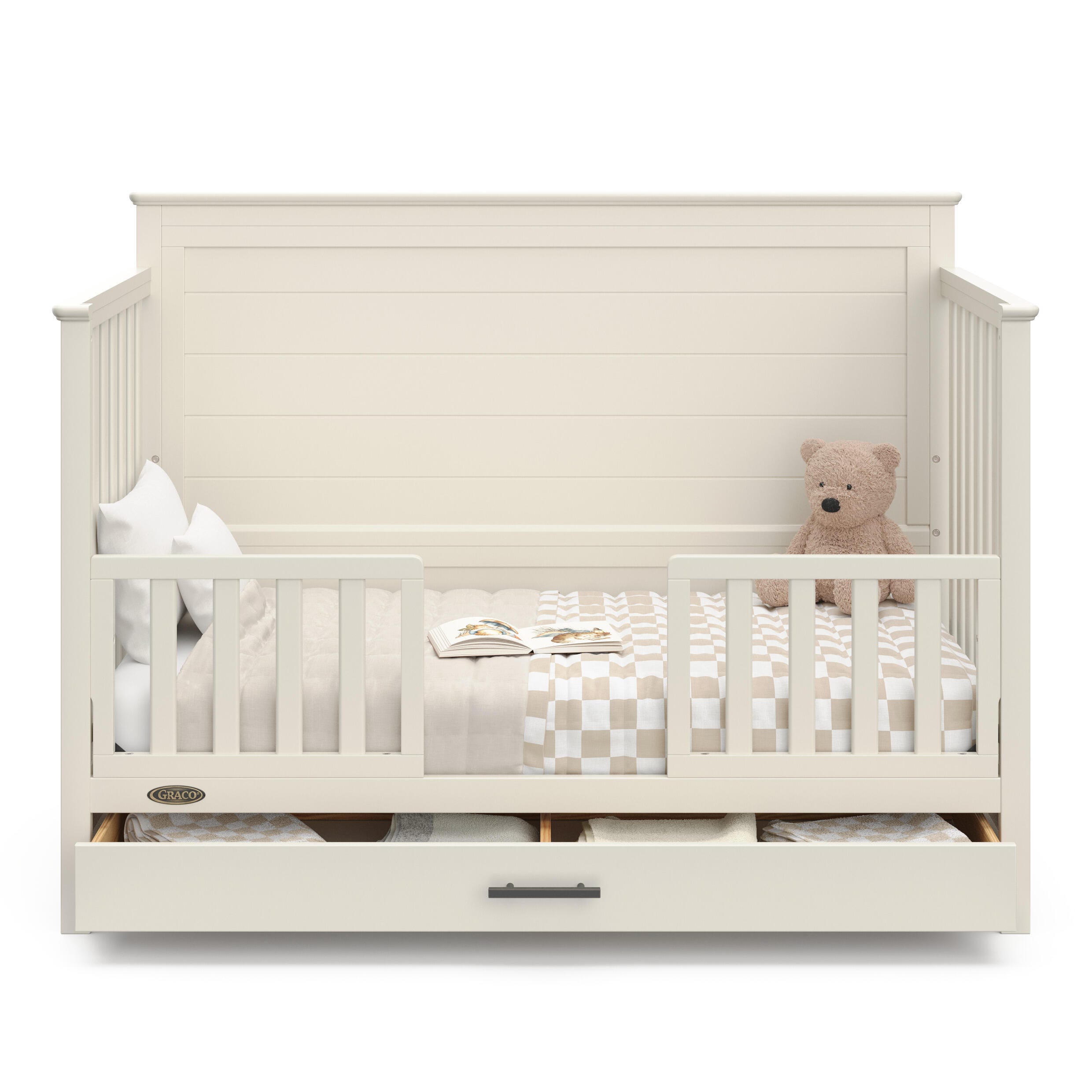 Graco Tristan 5-in-1 Convertible Crib With Storage Drawer, Frosted Oat, large