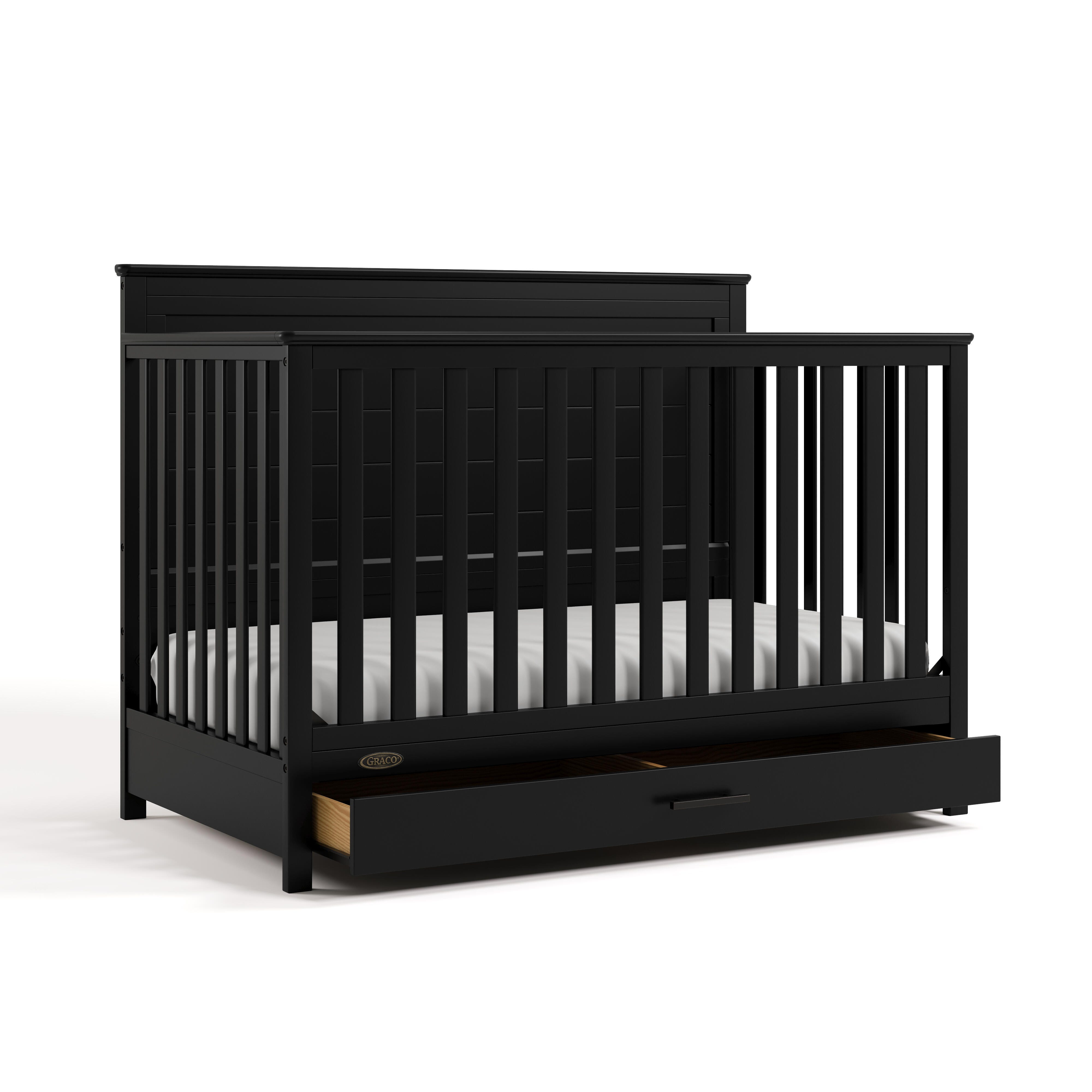 Graco Tristan 5-in-1 Convertible Crib With Storage Drawer, Black, large