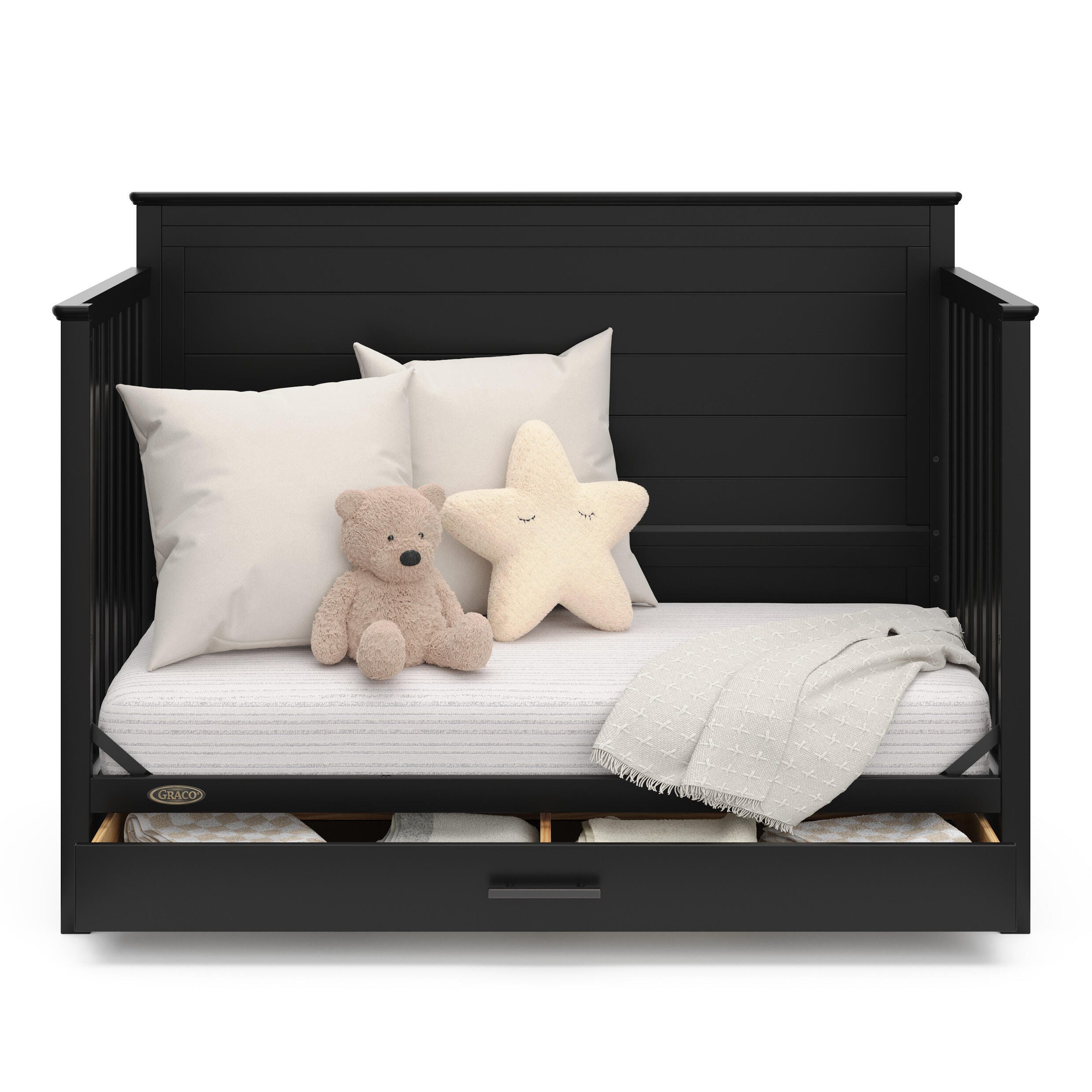Graco Tristan 5-in-1 Convertible Crib With Storage Drawer, Black, large