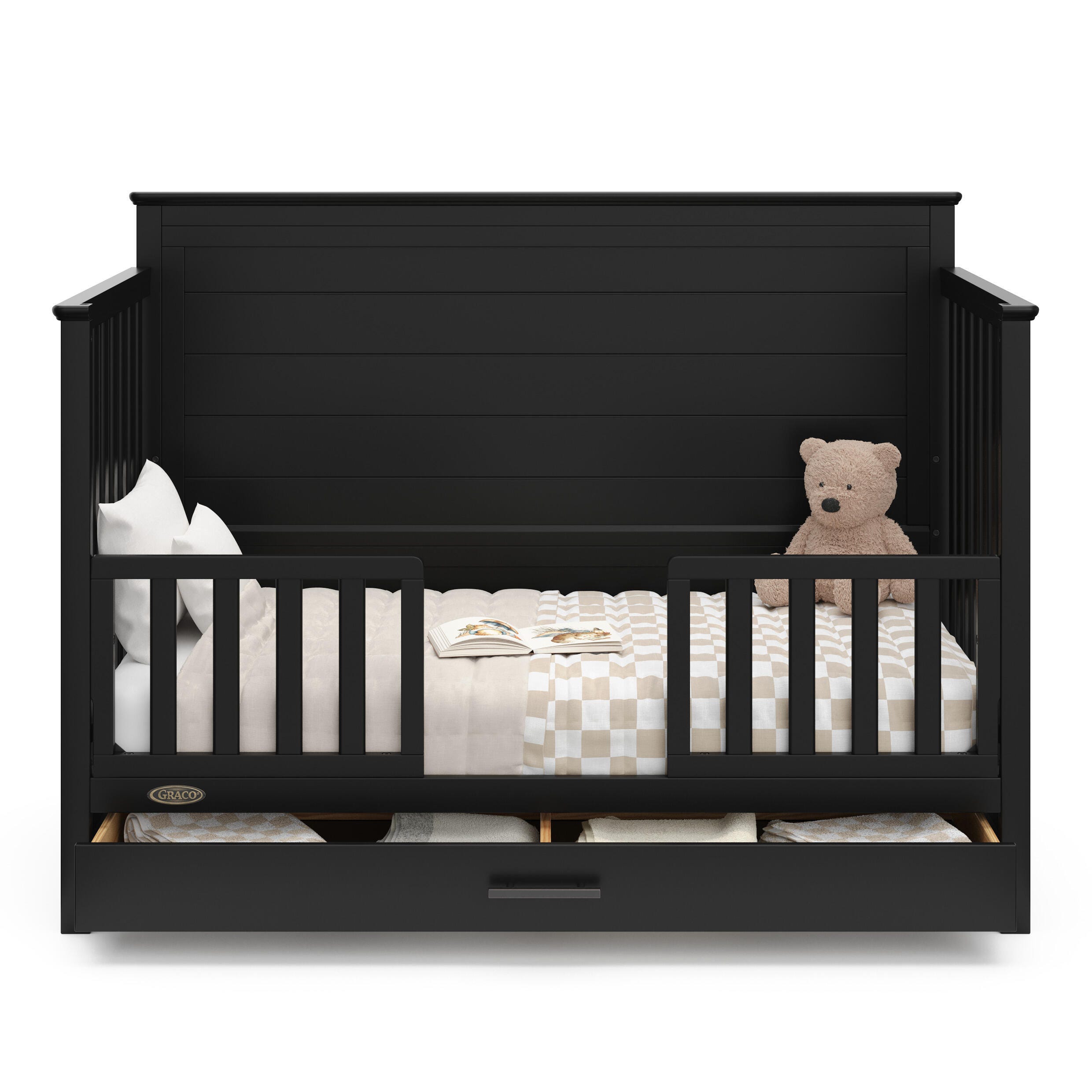 Graco Tristan 5-in-1 Convertible Crib With Storage Drawer, Black, large