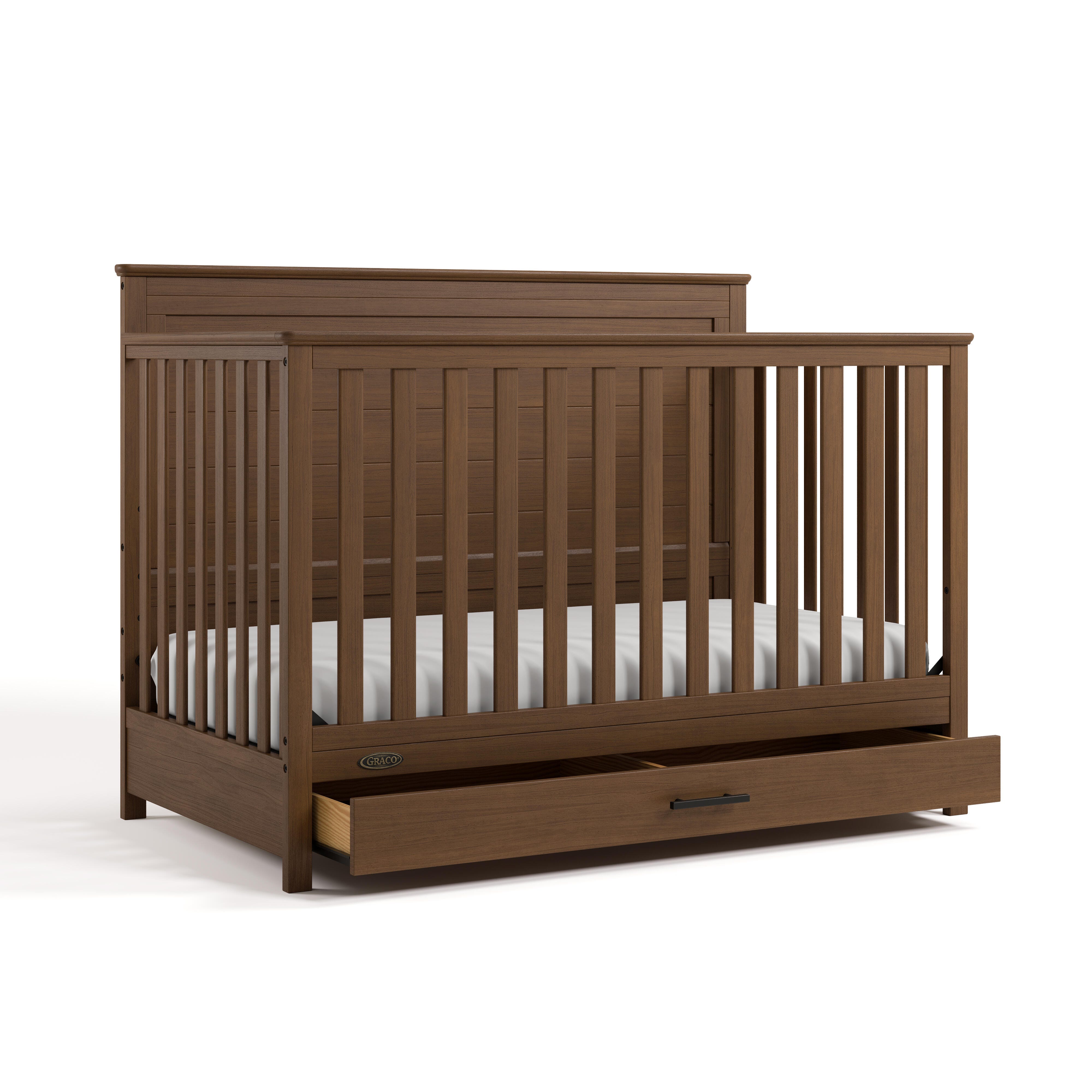 Graco Tristan 5-in-1 Convertible Crib With Storage Drawer, Hazelnut, large