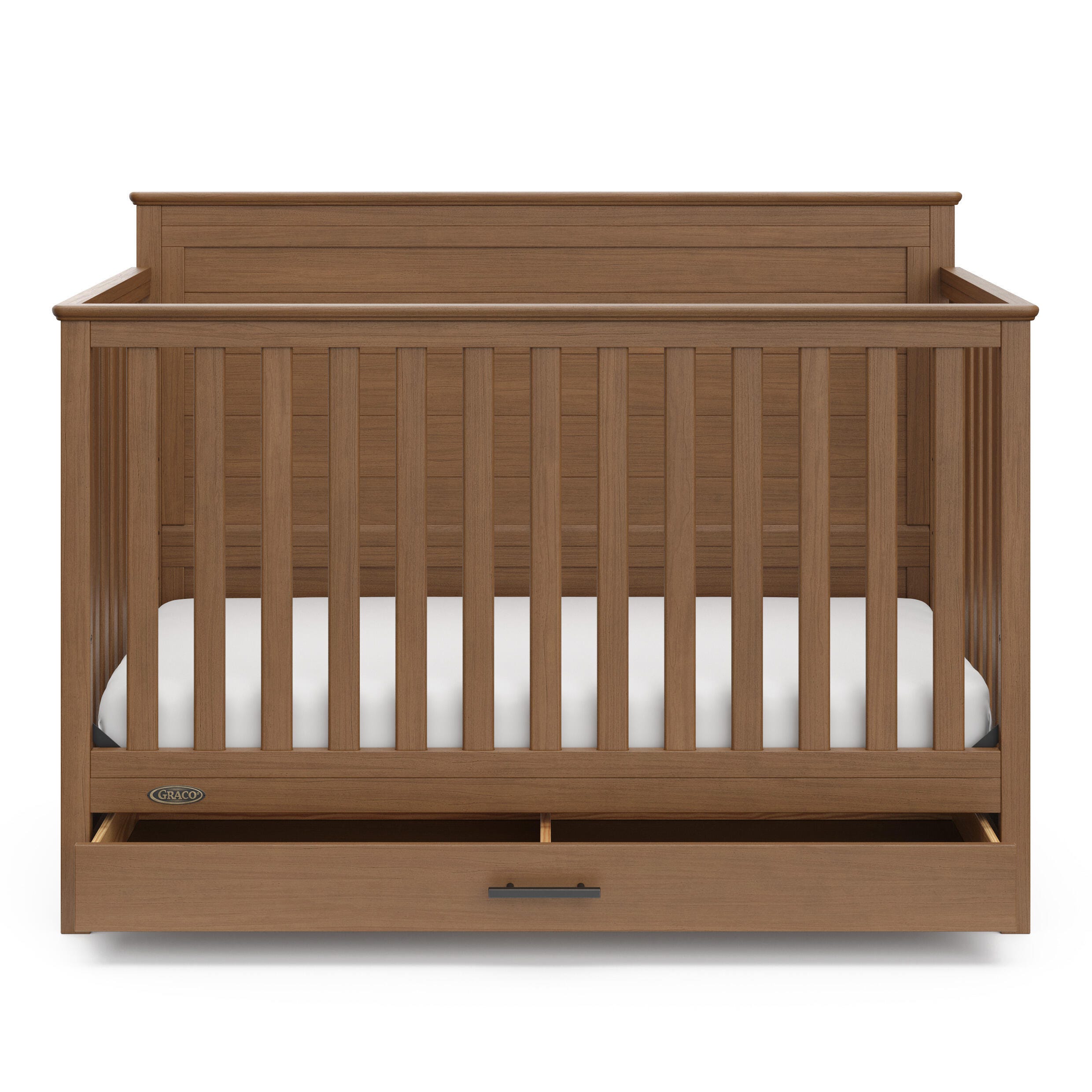 Graco Tristan 5-in-1 Convertible Crib With Storage Drawer, Hazelnut, large