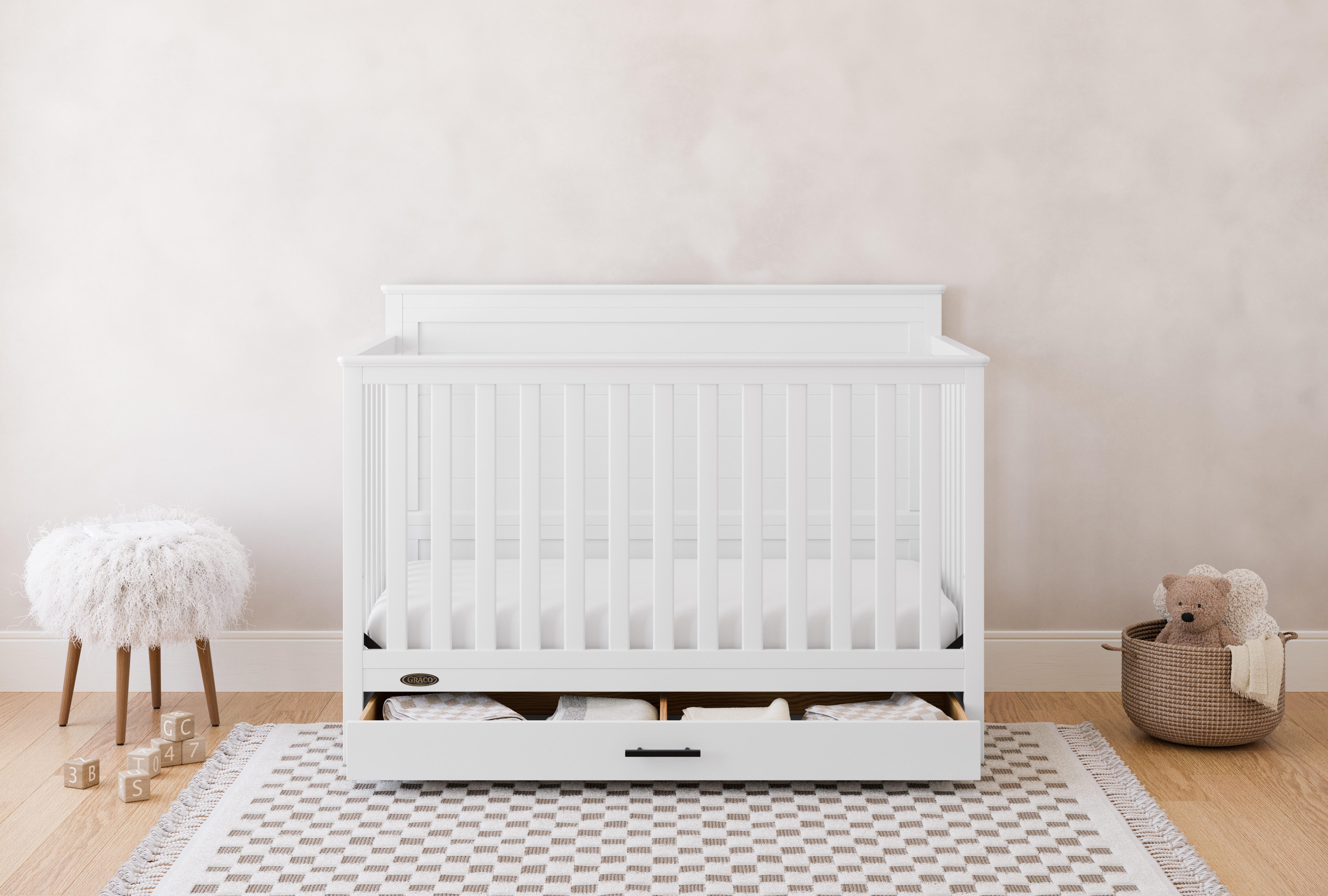 Graco Tristan 5-in-1 Convertible Crib With Storage Drawer, White, large