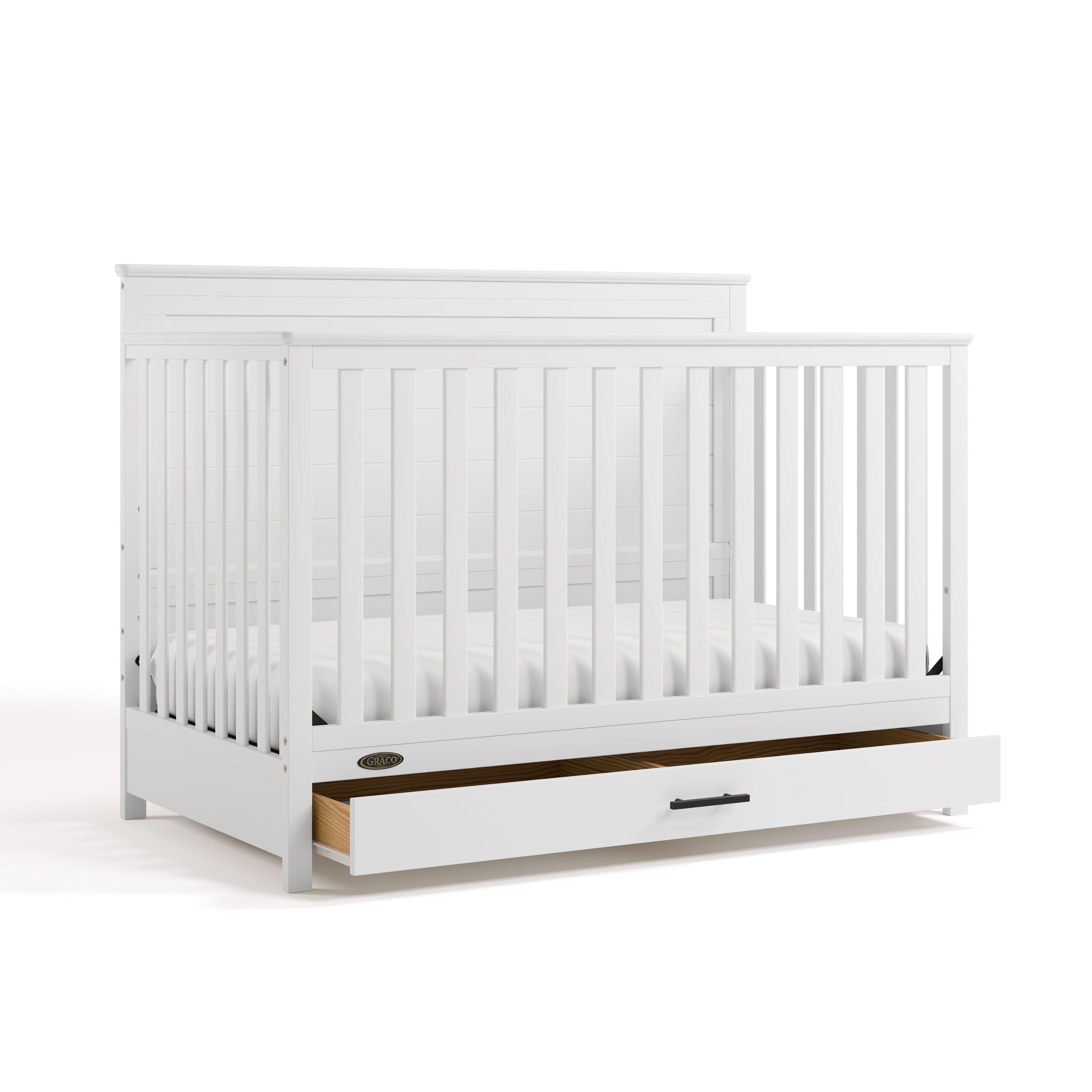 Graco Tristan 5-in-1 Convertible Crib With Storage Drawer, White, large
