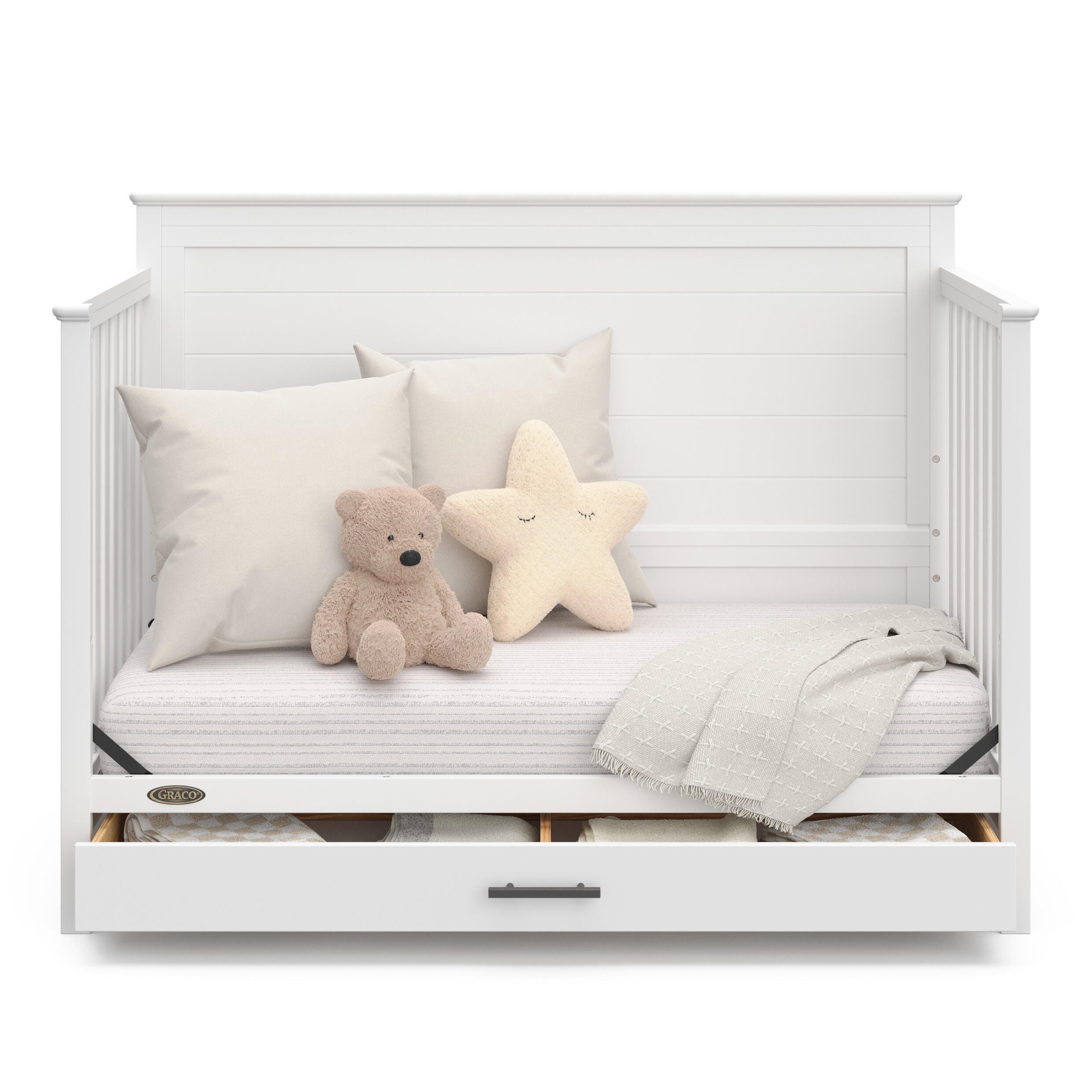 Graco Tristan 5-in-1 Convertible Crib With Storage Drawer, White, large