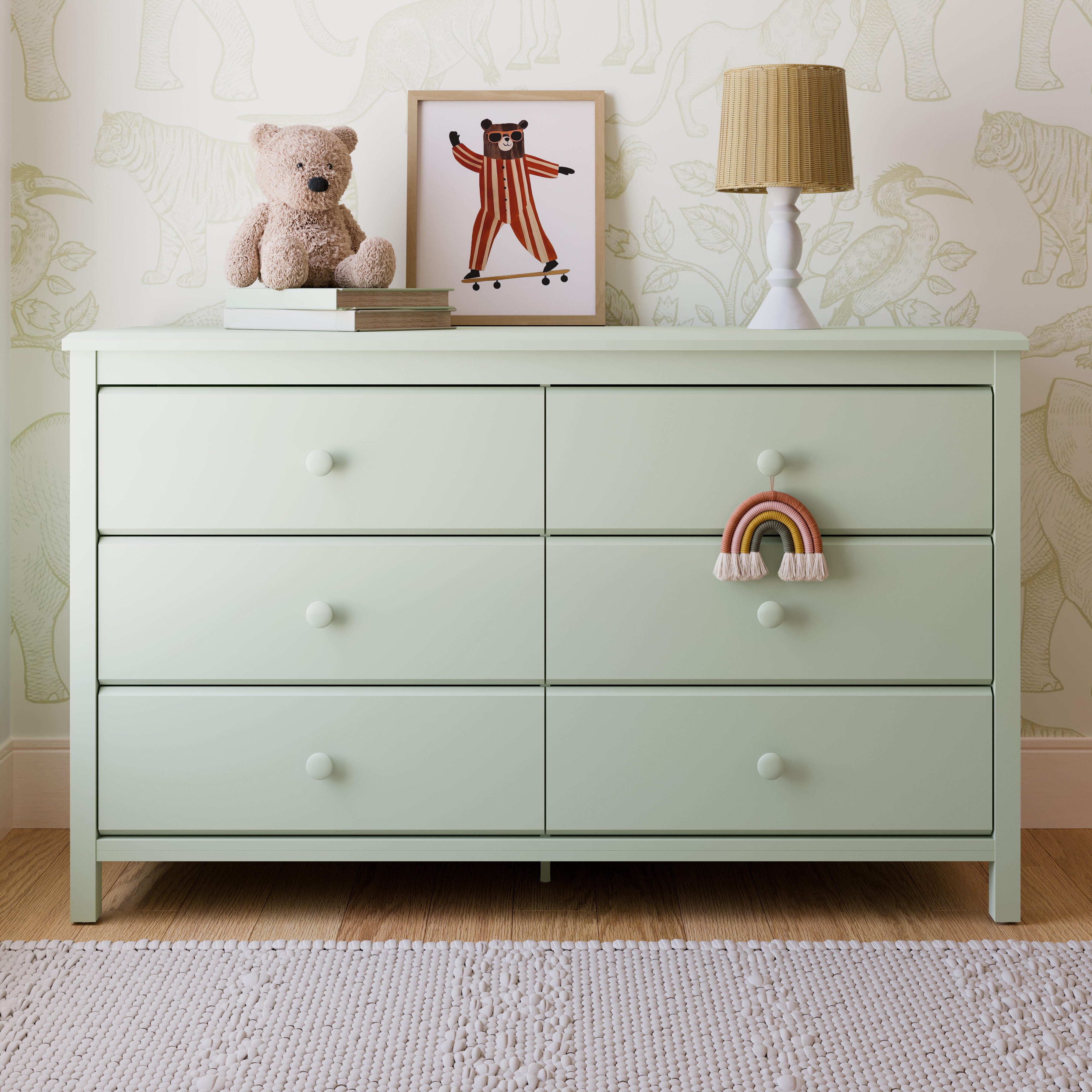 Storkcraft Alpine 6 Drawer Double Dresser, Sage, rollover