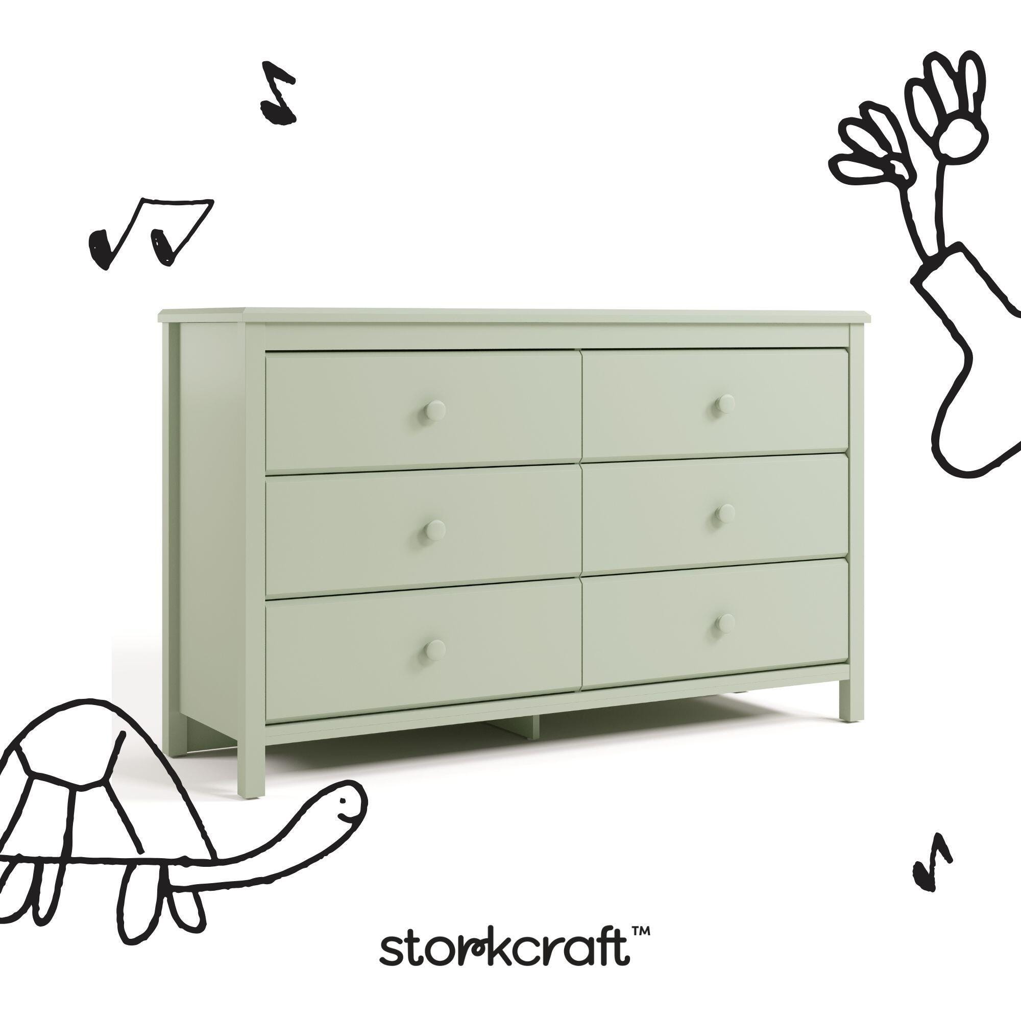 Storkcraft Alpine 6 Drawer Double Dresser, Sage, large