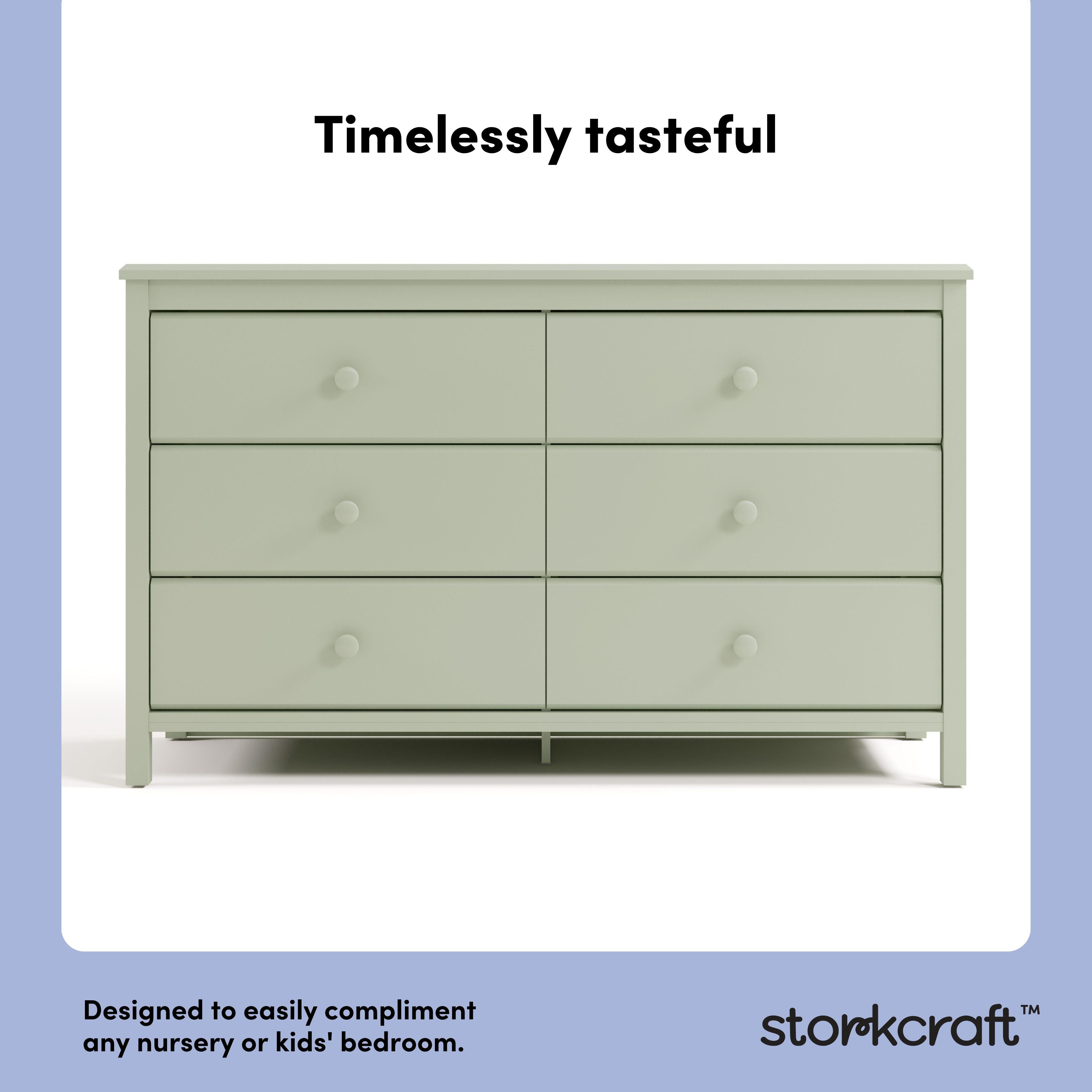 Storkcraft Alpine 6 Drawer Double Dresser, Sage, large