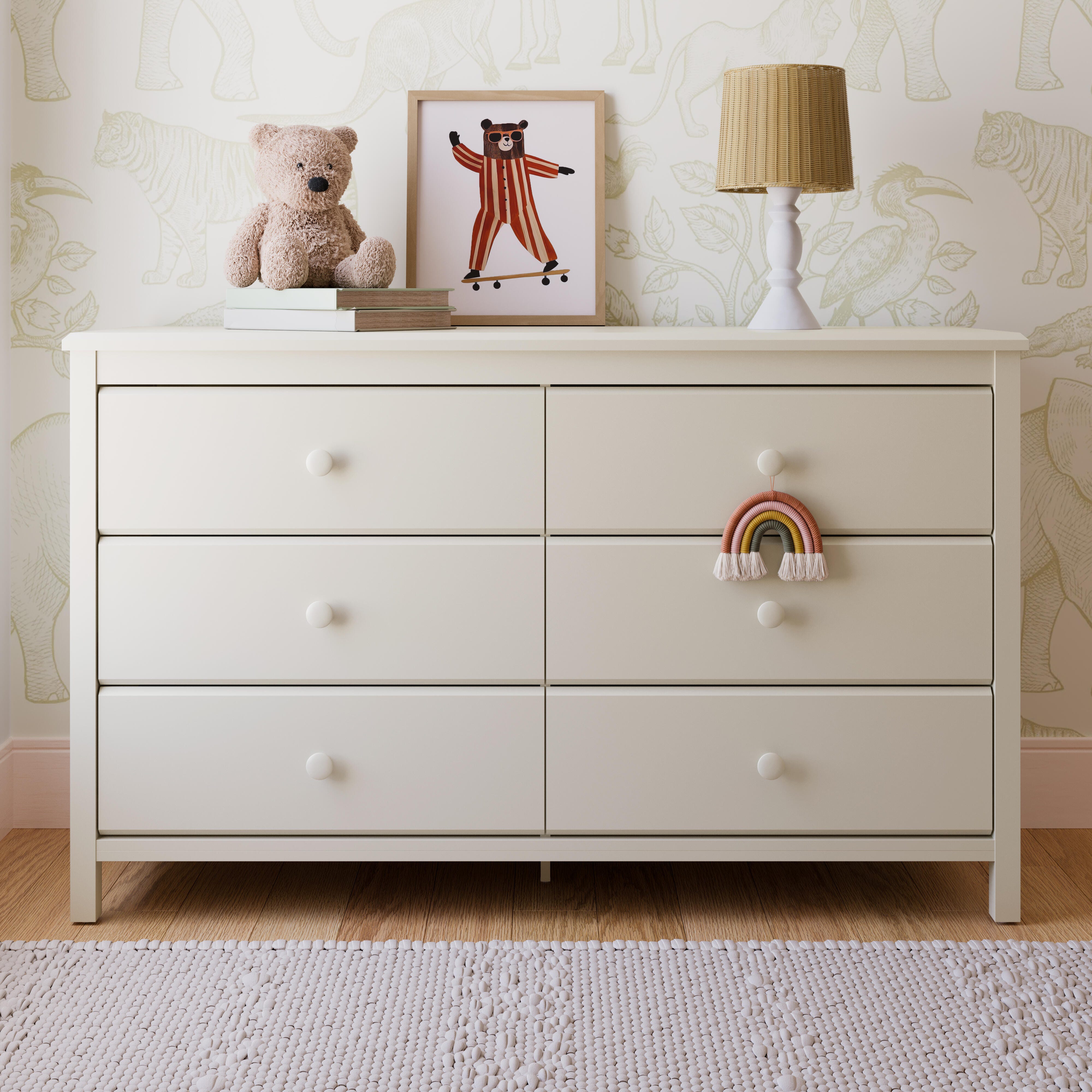 Storkcraft Alpine 6 Drawer Double Dresser, Frosted Oat, rollover