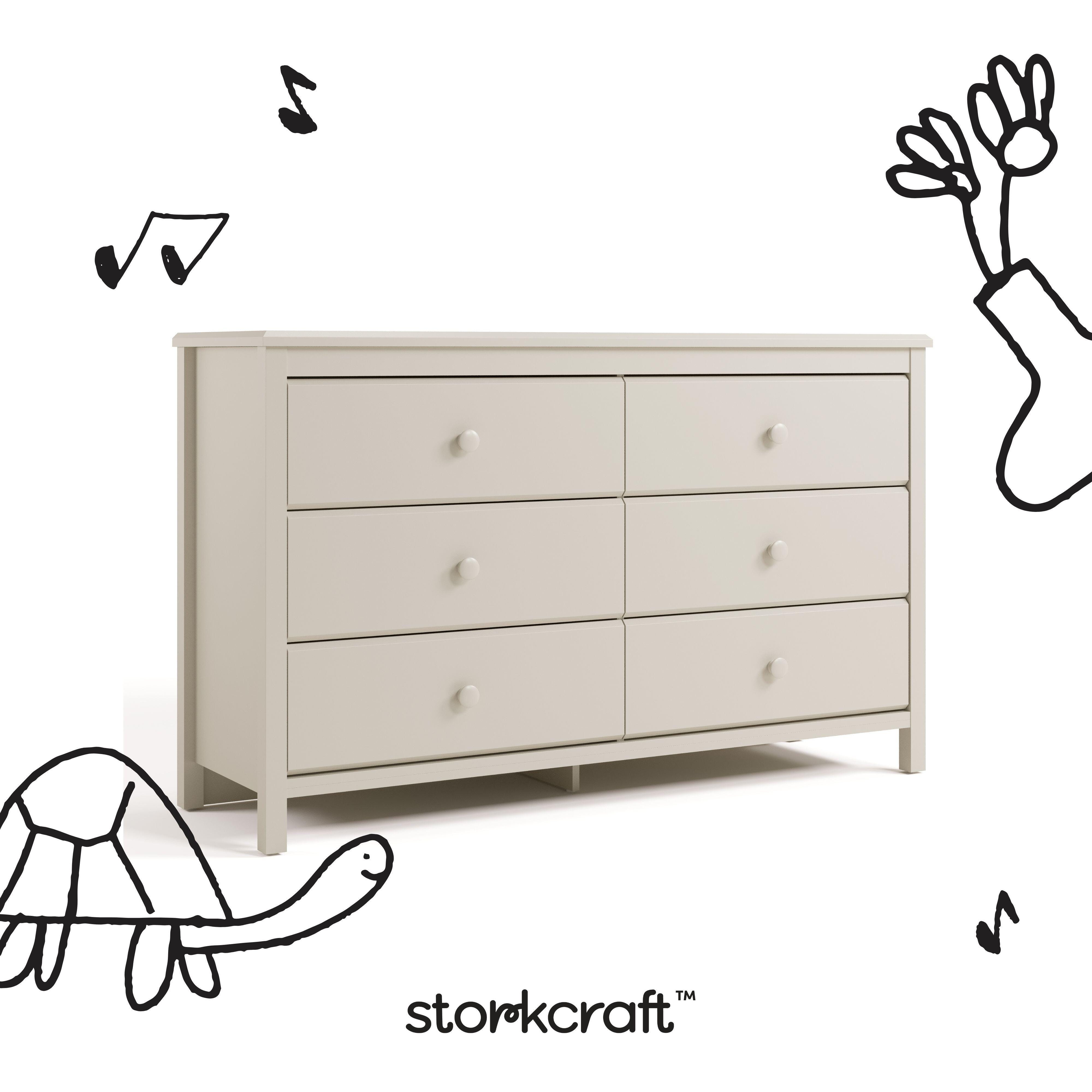 Storkcraft Alpine 6 Drawer Double Dresser, Frosted Oat, large