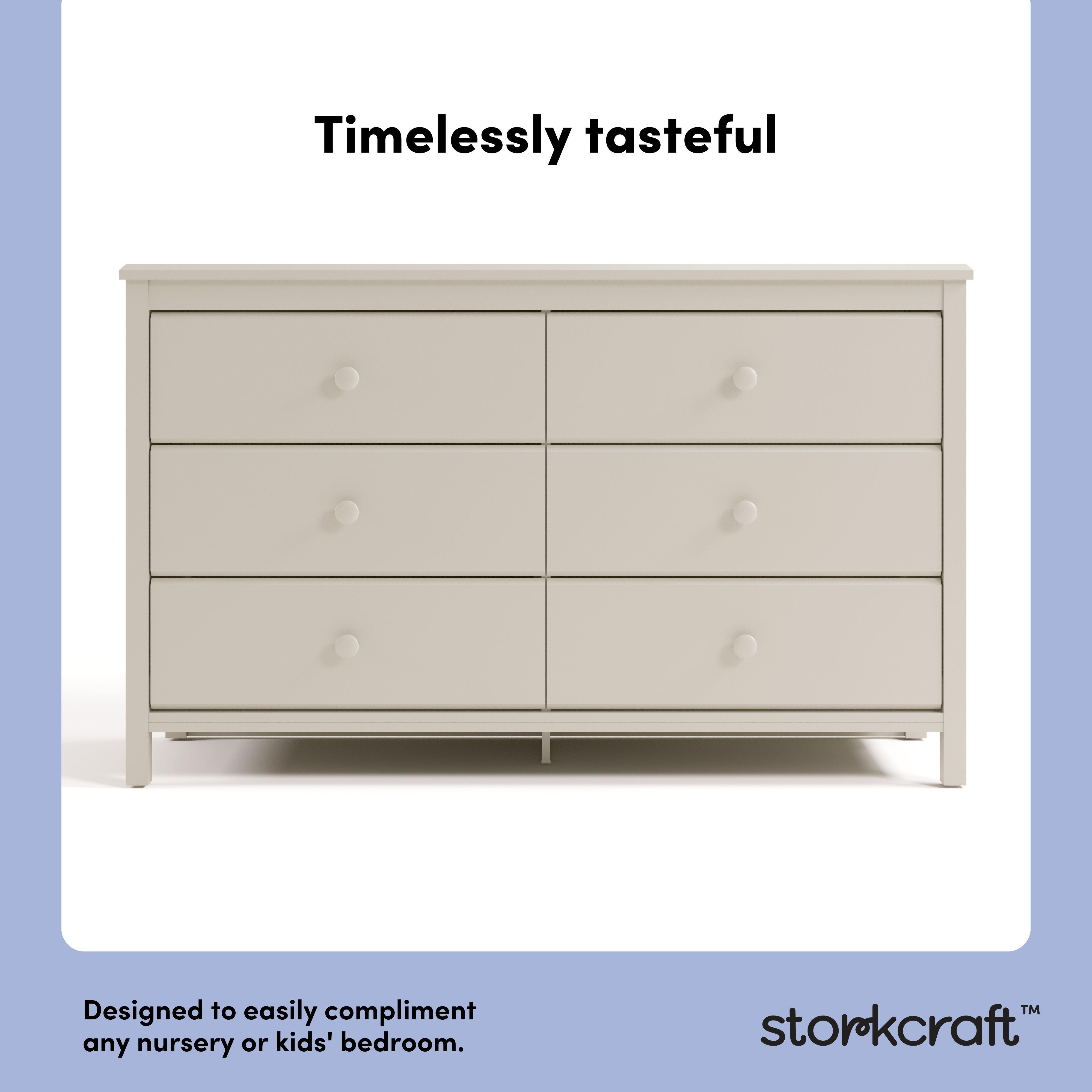 Storkcraft Alpine 6 Drawer Double Dresser, Frosted Oat, large