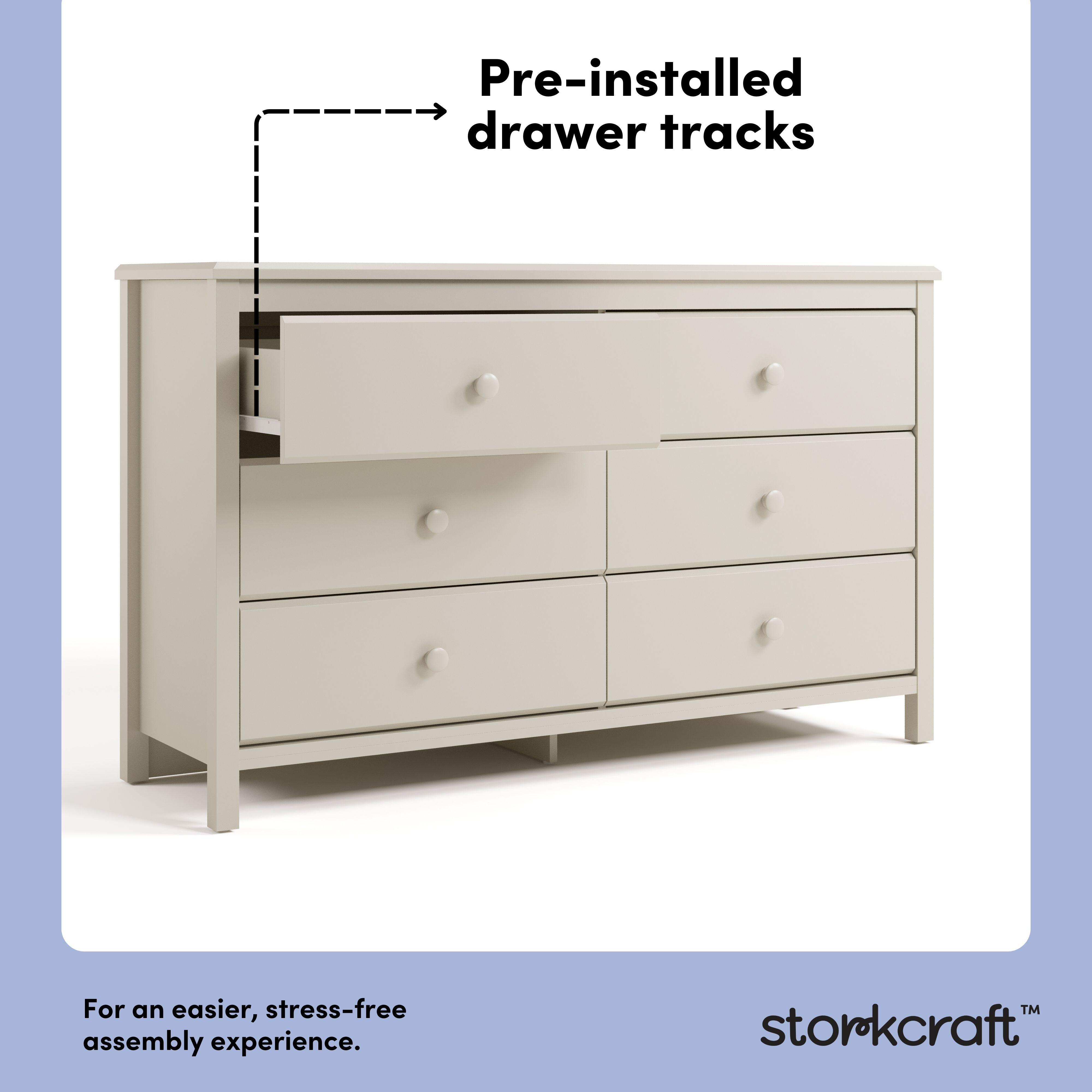 Storkcraft Alpine 6 Drawer Double Dresser, Frosted Oat, large