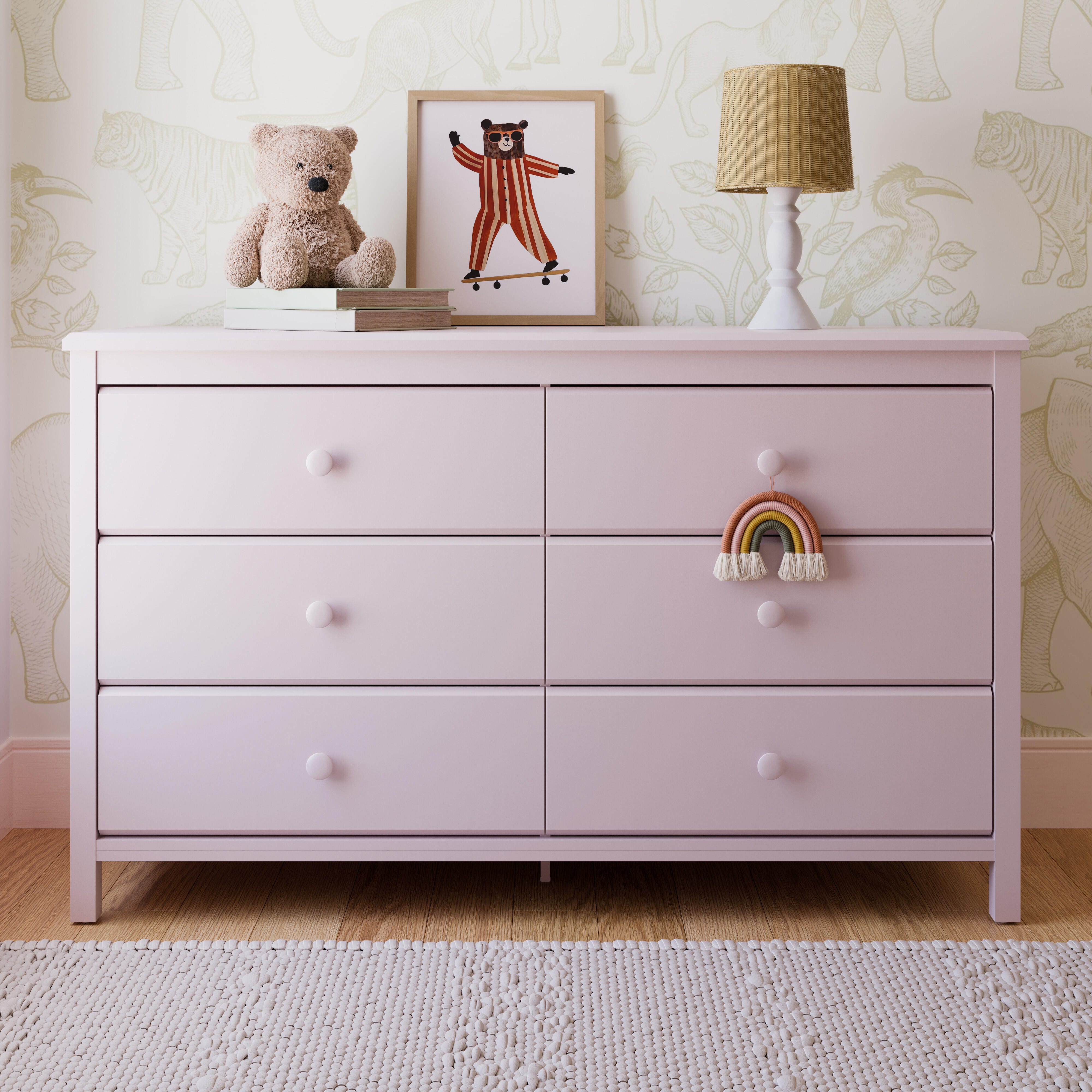 Storkcraft Alpine 6 Drawer Double Dresser, Blush, rollover