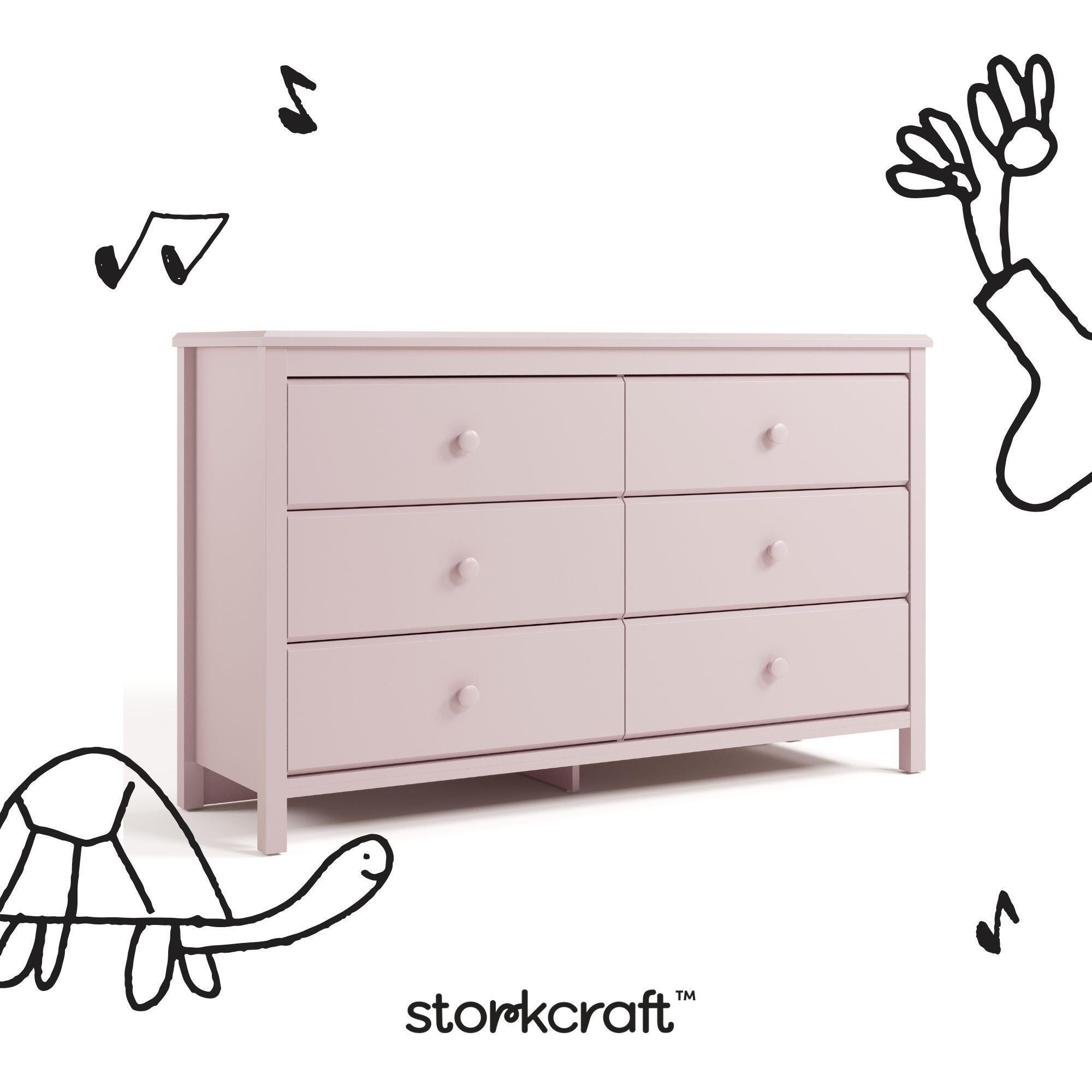 Storkcraft Alpine 6 Drawer Double Dresser, Blush, large