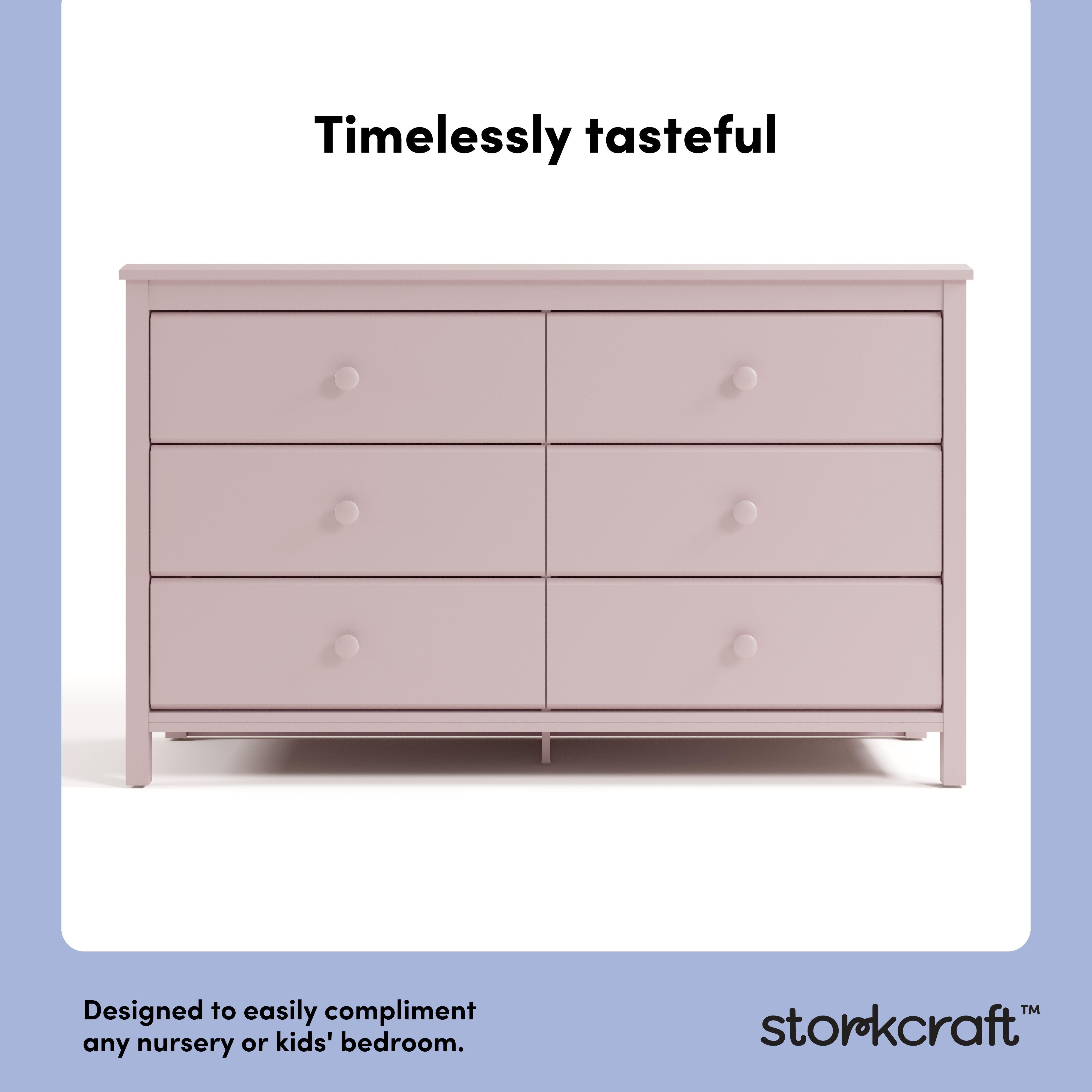 Storkcraft Alpine 6 Drawer Double Dresser, Blush, large