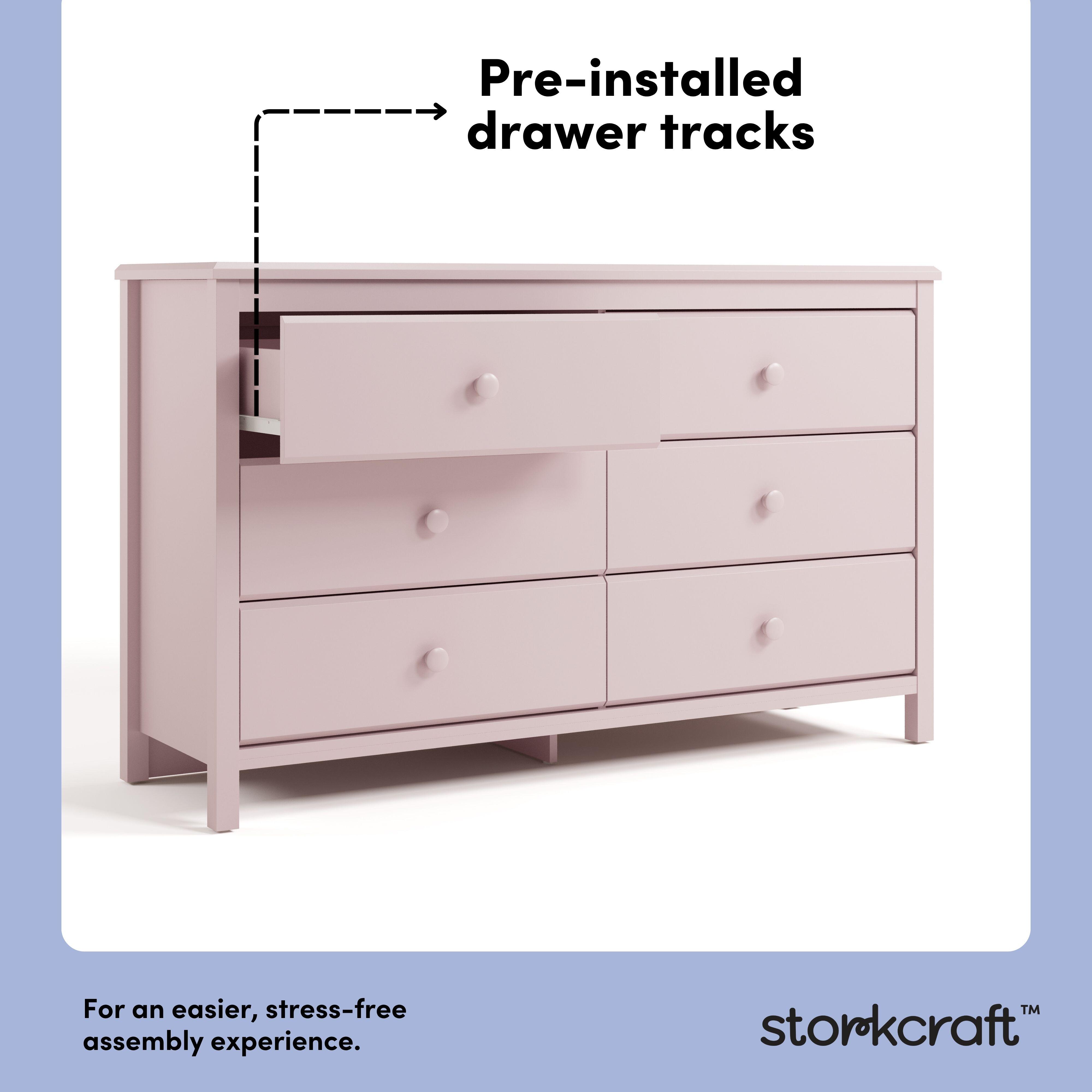 Storkcraft Alpine 6 Drawer Double Dresser, Blush, large