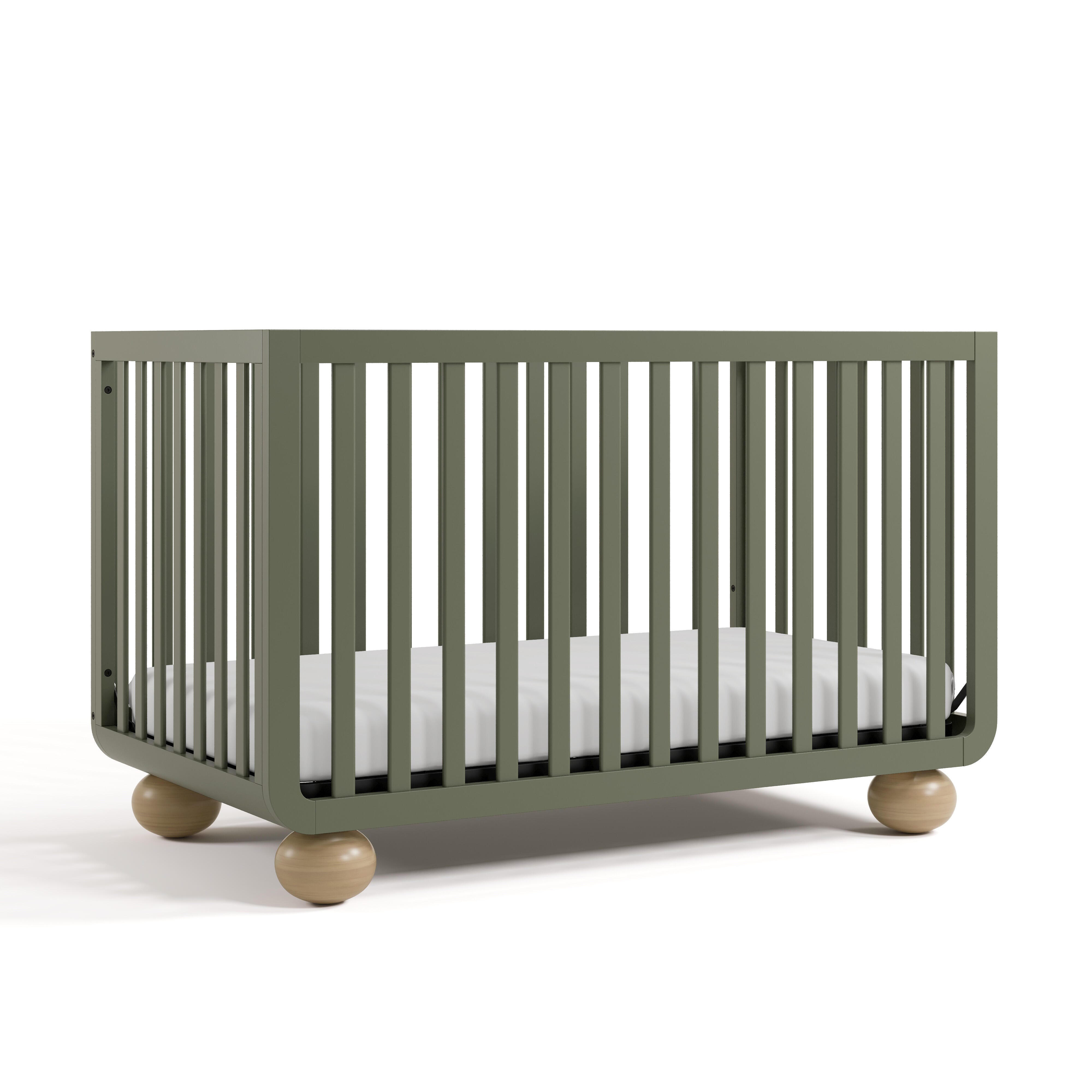 Storkcraft Amalfi 5-in-1 Convertible Crib with Guardrail, Olive/Driftwood, large