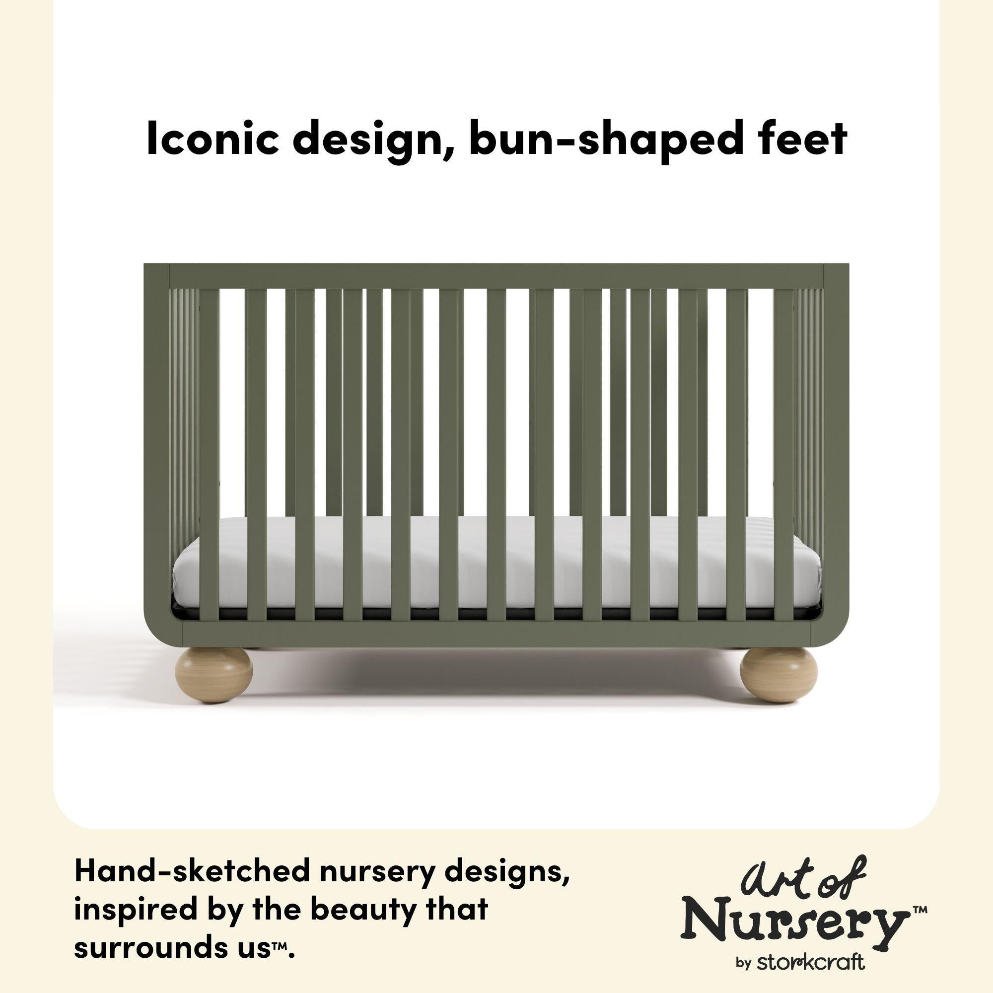 Storkcraft Amalfi 5-in-1 Convertible Crib with Guardrail, Olive/Driftwood, large