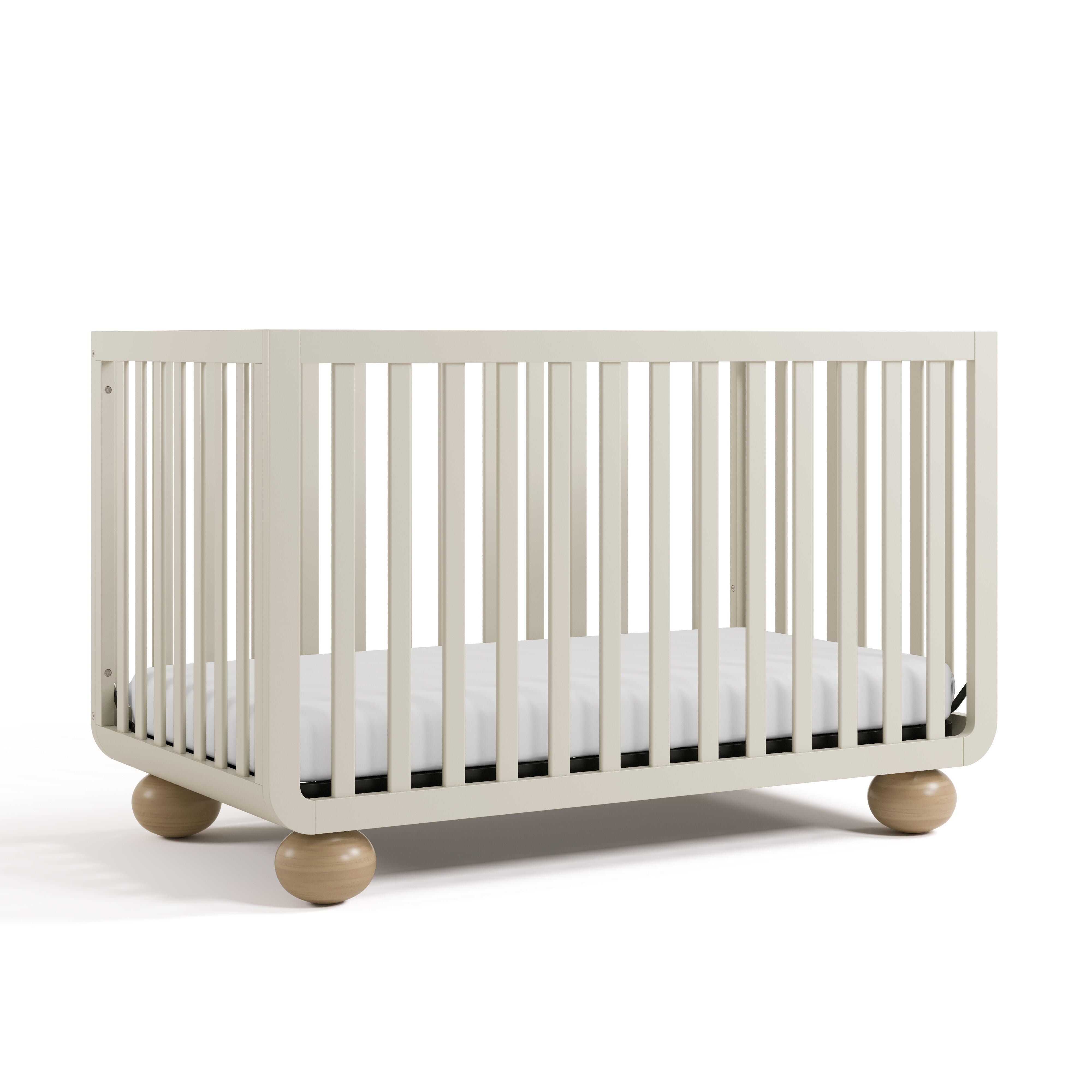 Storkcraft Amalfi 5-in-1 Convertible Crib with Guardrail, Frosted Oat/Driftwood, large