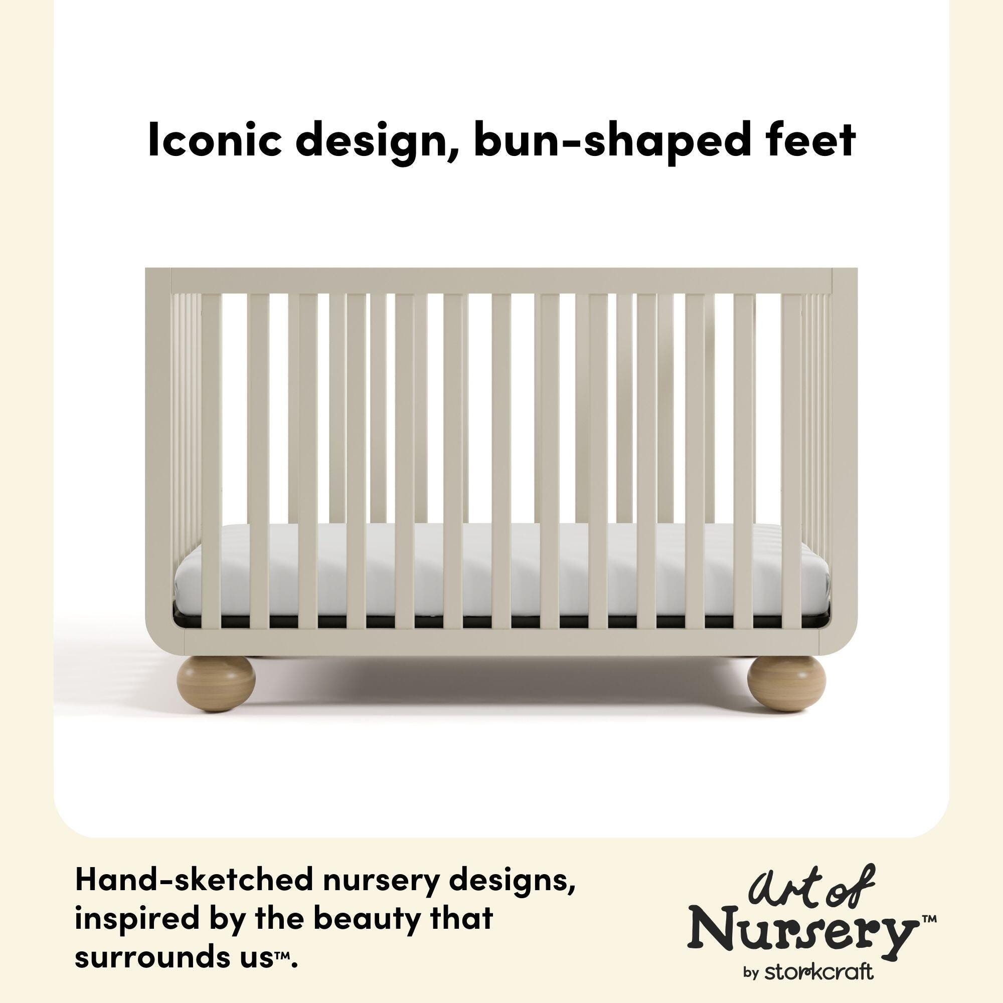 Storkcraft Amalfi 5-in-1 Convertible Crib with Guardrail, Frosted Oat/Driftwood, large