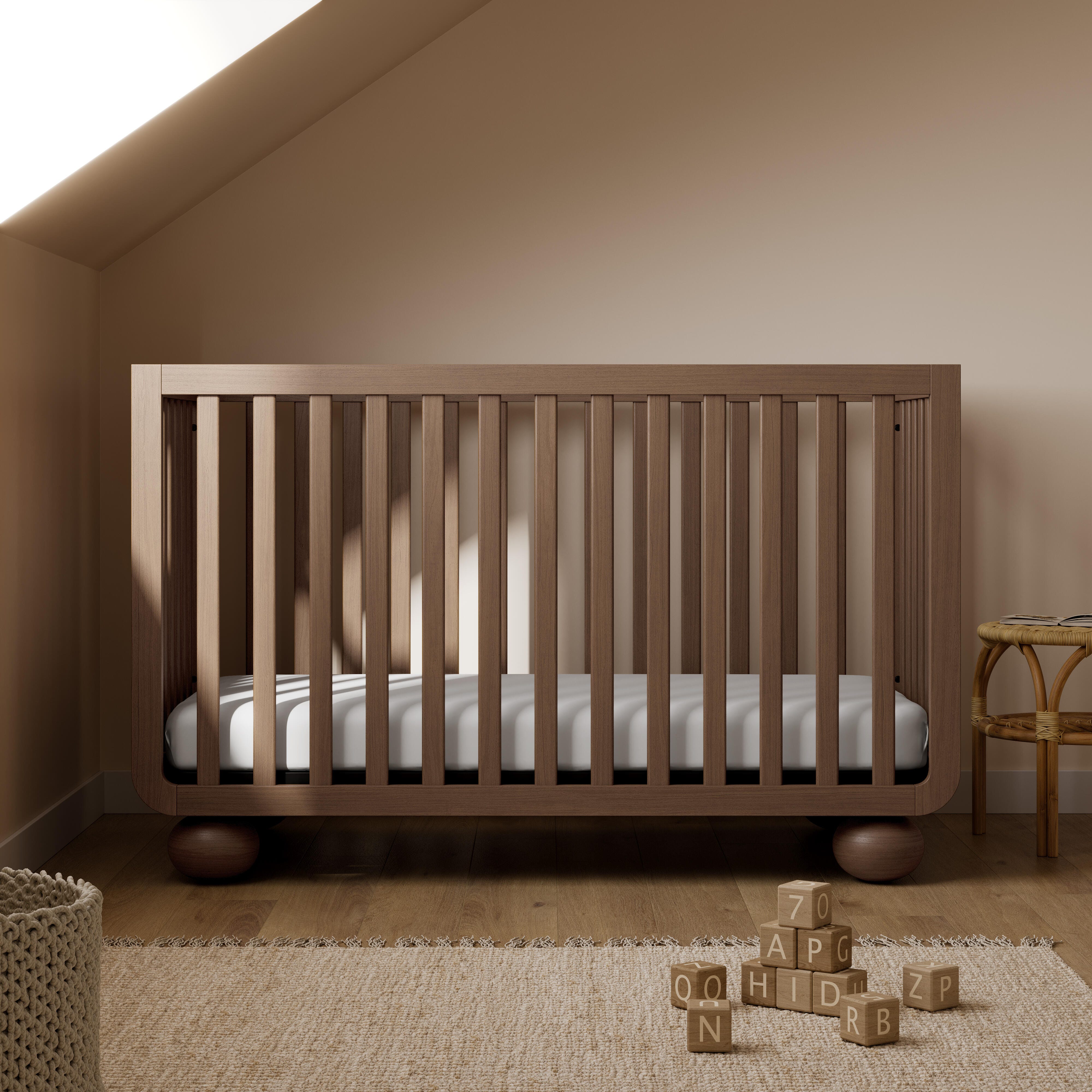Storkcraft Amalfi 5-in-1 Convertible Crib with Guardrail, Hazelnut, rollover