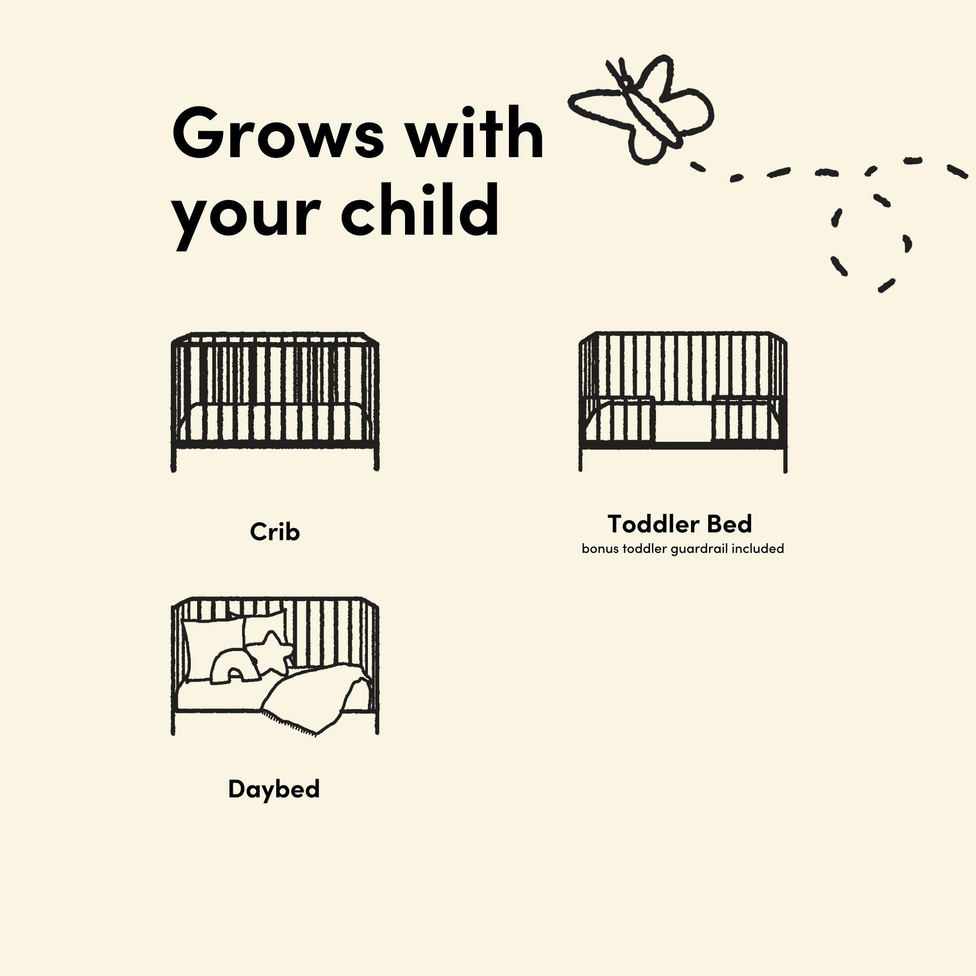 Storkcraft Amalfi 5-in-1 Convertible Crib with Guardrail, Hazelnut, large