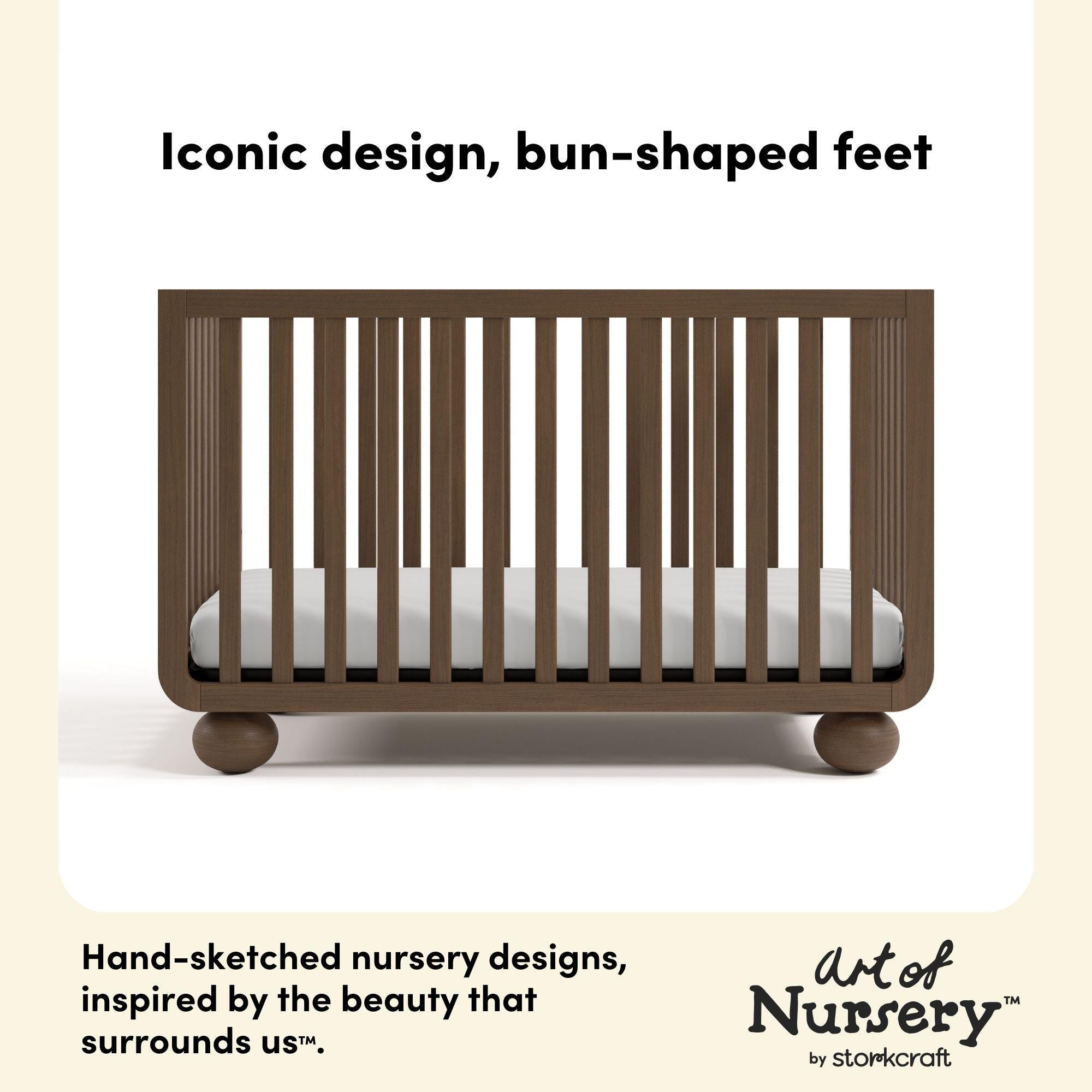 Storkcraft Amalfi 5-in-1 Convertible Crib with Guardrail, Hazelnut, large