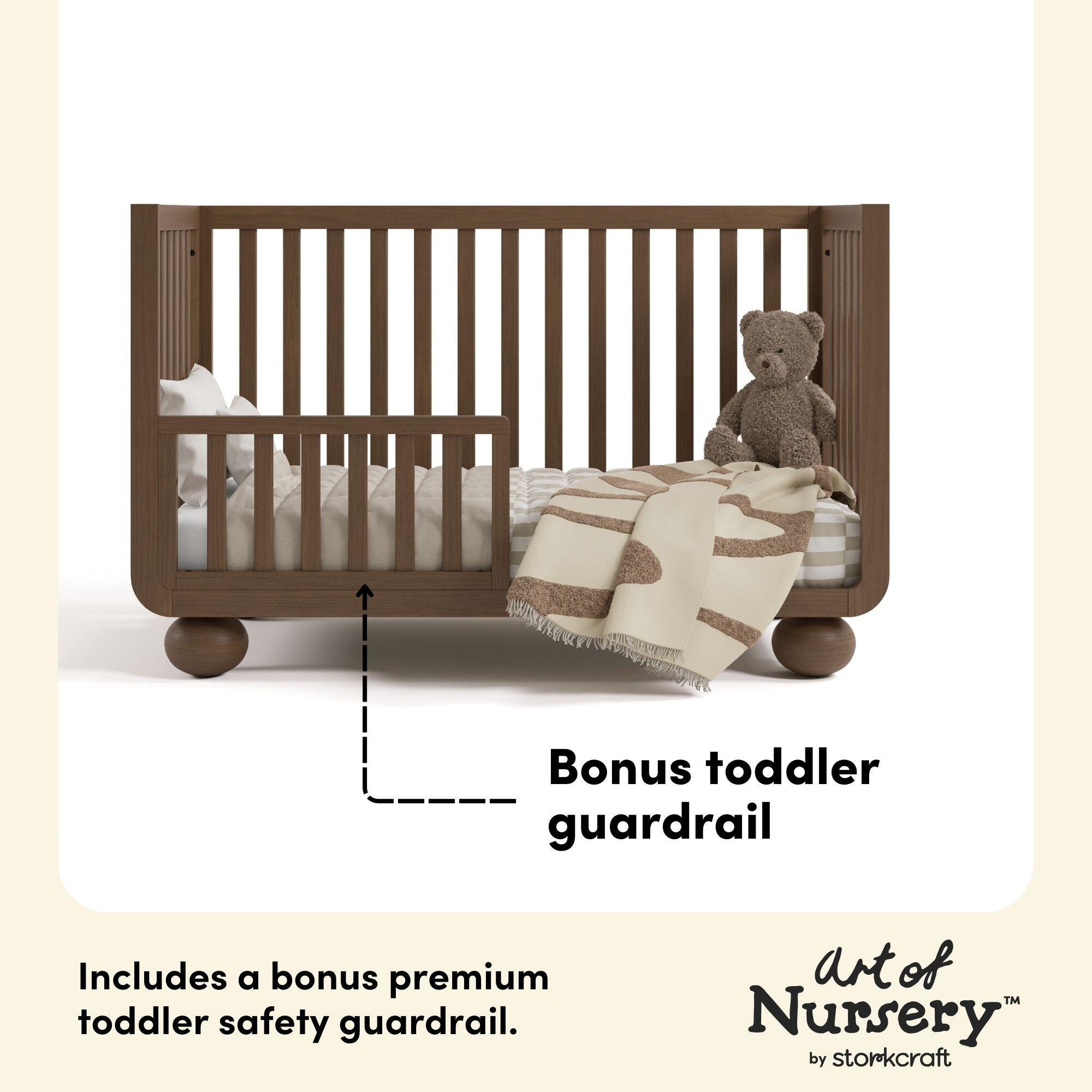 Storkcraft Amalfi 5-in-1 Convertible Crib with Guardrail, Hazelnut, large