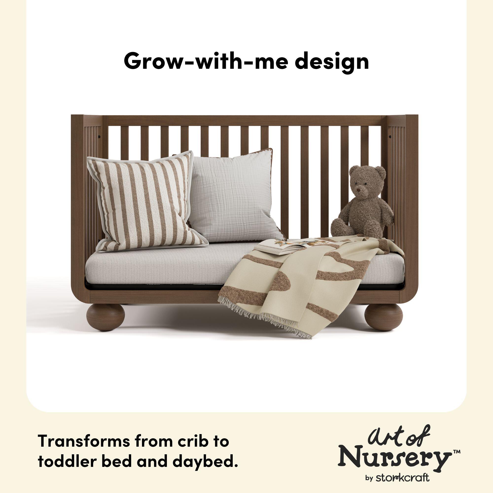 Storkcraft Amalfi 5-in-1 Convertible Crib with Guardrail, Hazelnut, large