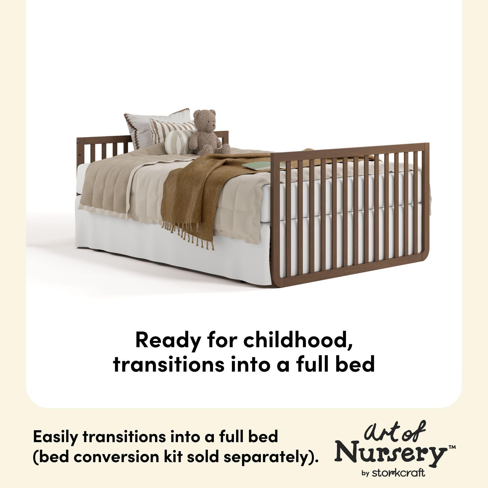 Storkcraft Amalfi 5-in-1 Convertible Crib with Guardrail, Hazelnut, large