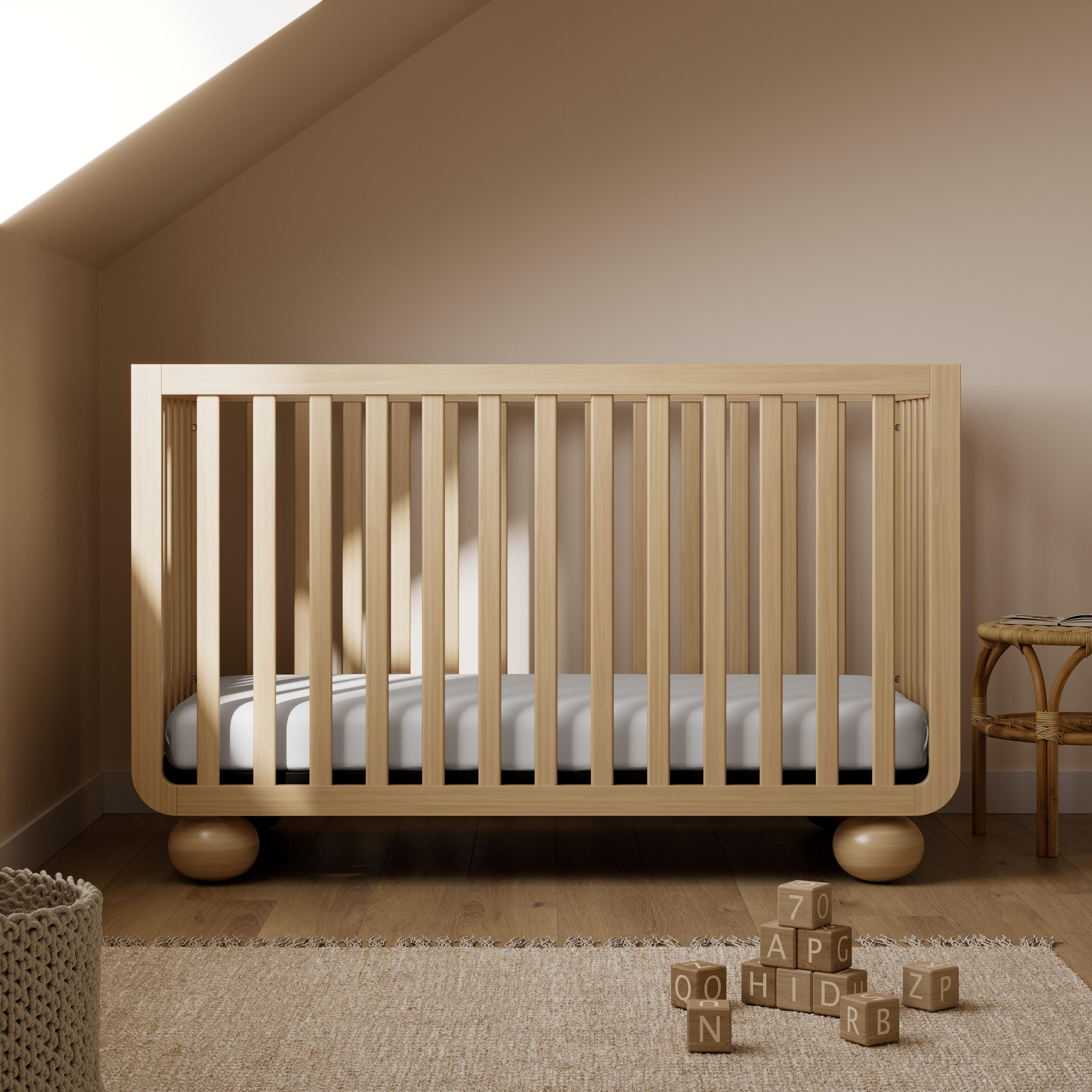 Storkcraft Amalfi 5-in-1 Convertible Crib with Guardrail, Driftwood, rollover