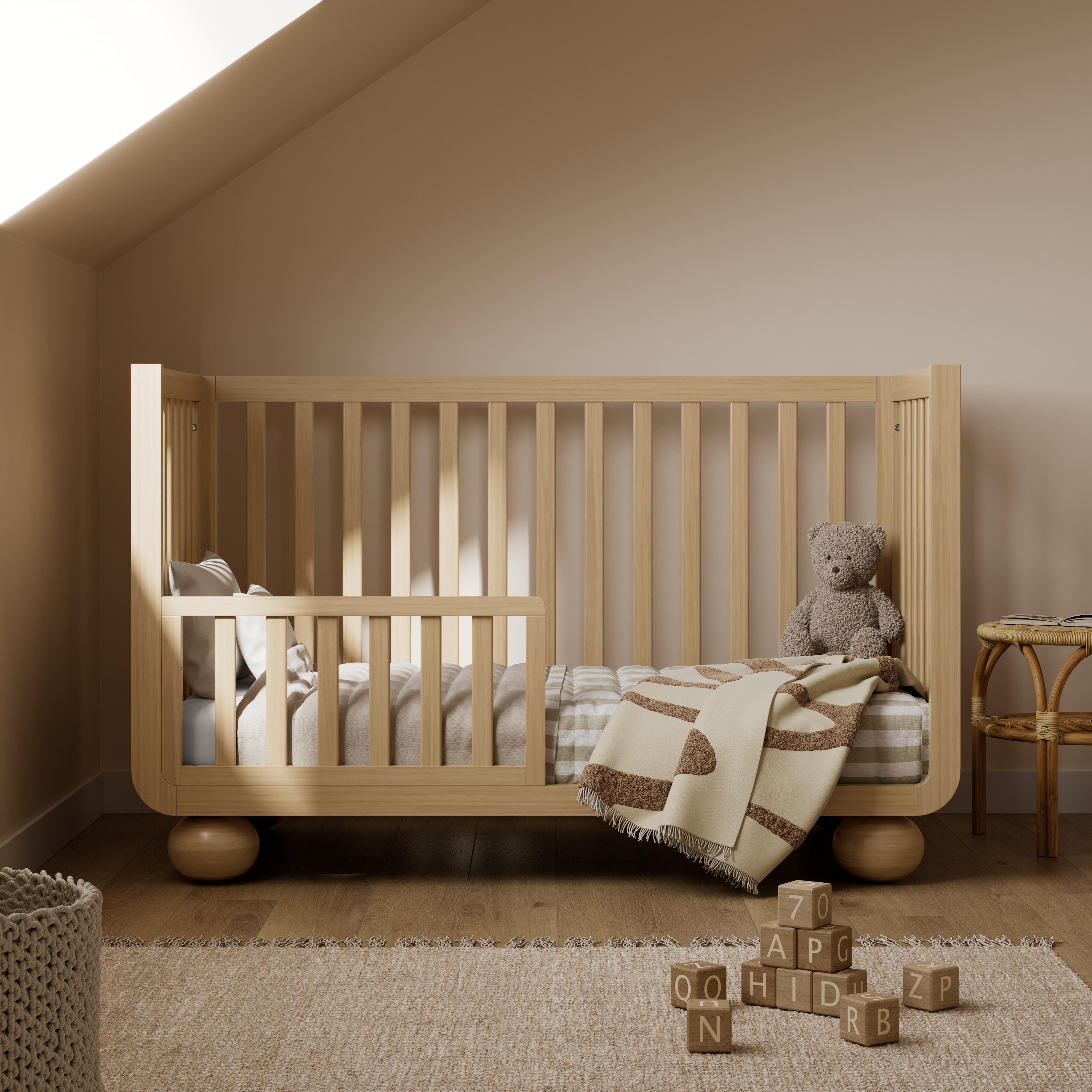 Storkcraft Amalfi 5-in-1 Convertible Crib with Guardrail, Driftwood, large