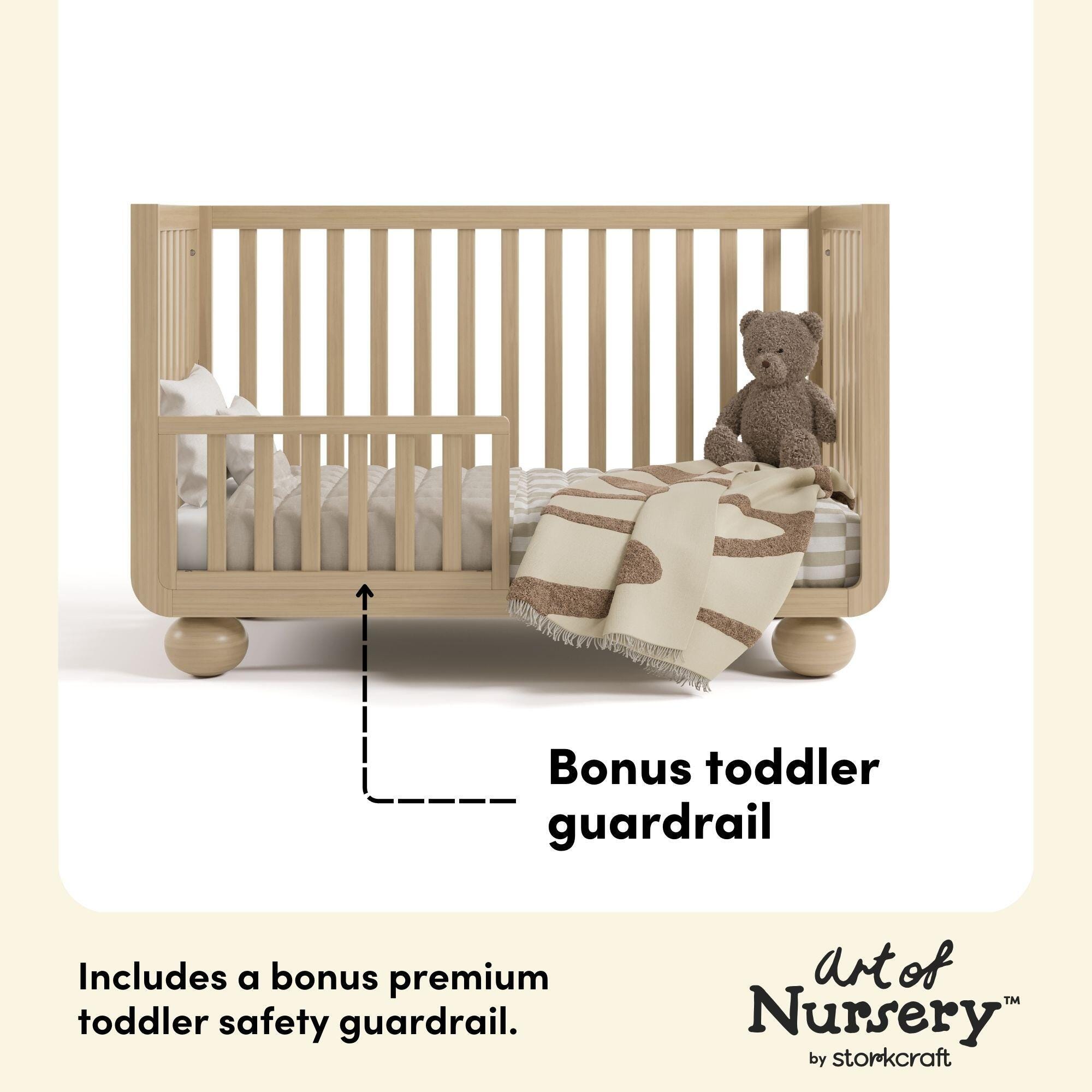Storkcraft Amalfi 5-in-1 Convertible Crib with Guardrail, Driftwood, large