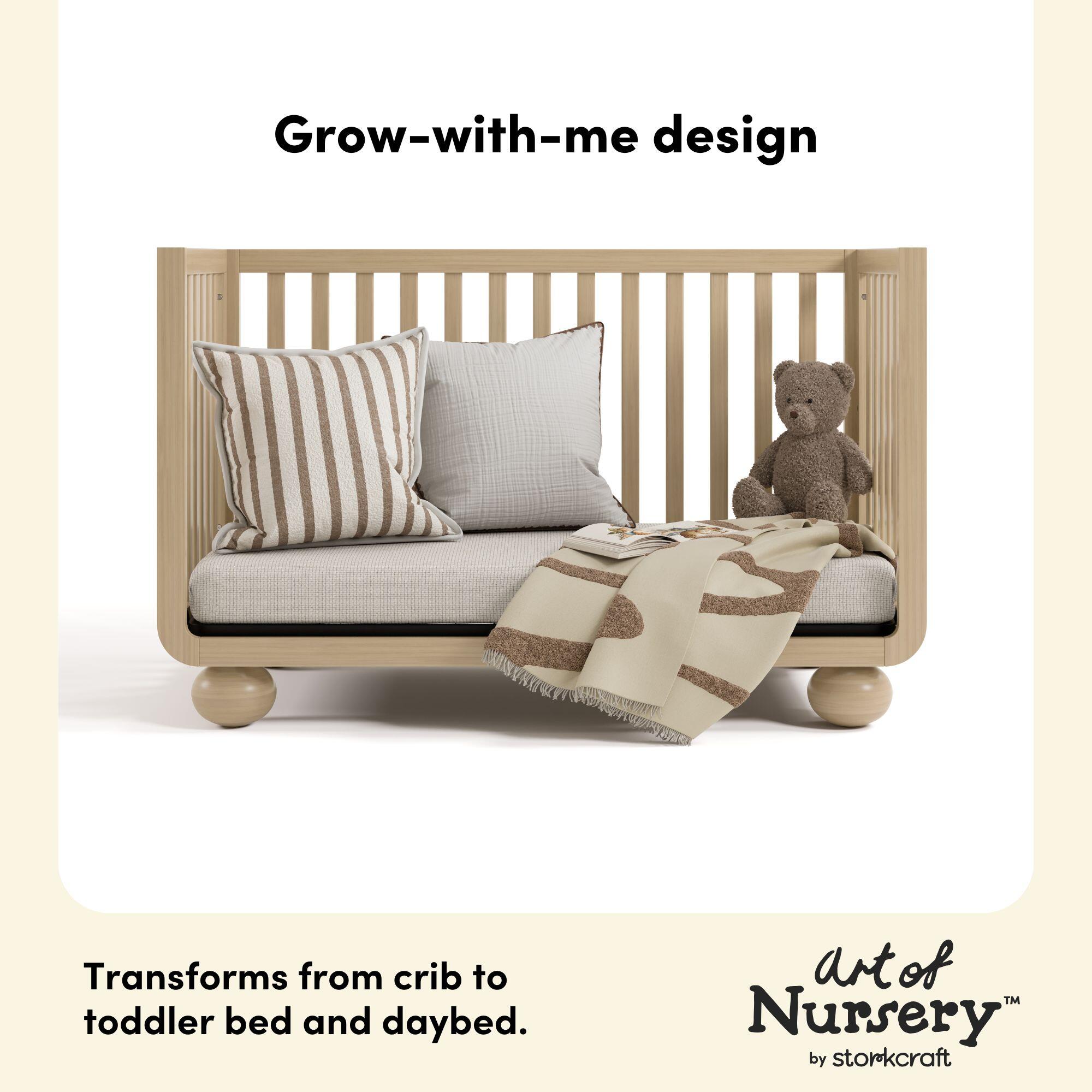 Storkcraft Amalfi 5-in-1 Convertible Crib with Guardrail, Driftwood, large