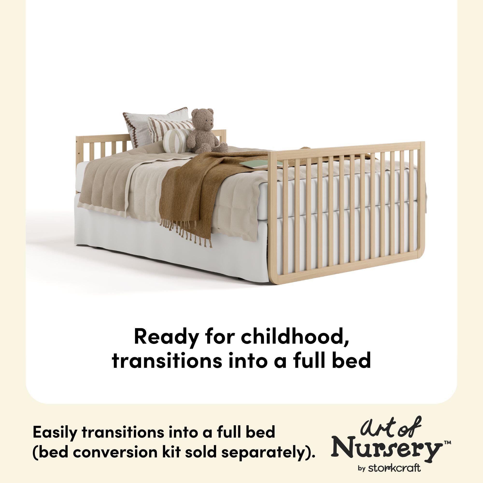 Storkcraft Amalfi 5-in-1 Convertible Crib with Guardrail, Driftwood, large