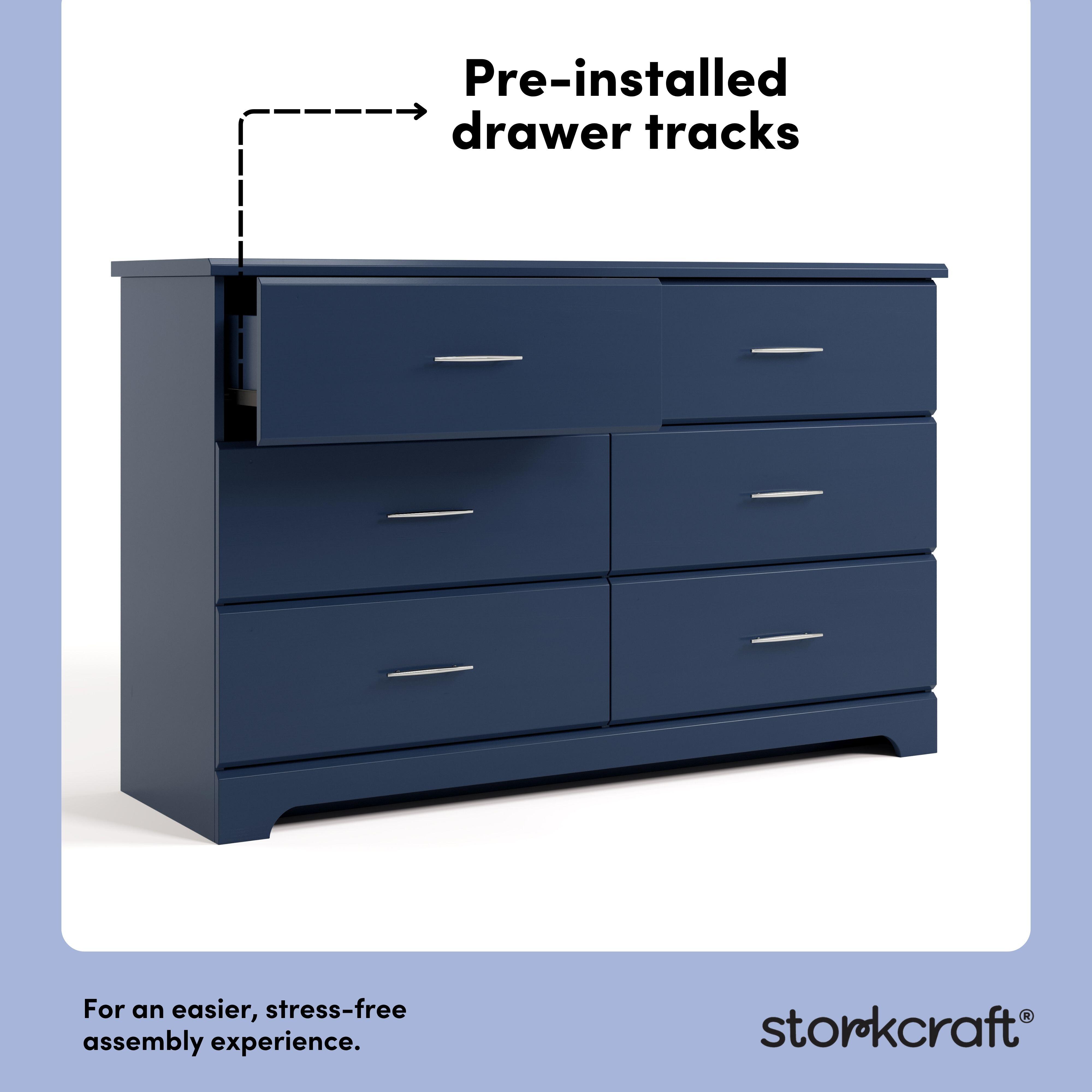 Storkcraft Brookside 6 Drawer Double Dresser, Midnight Blue, large