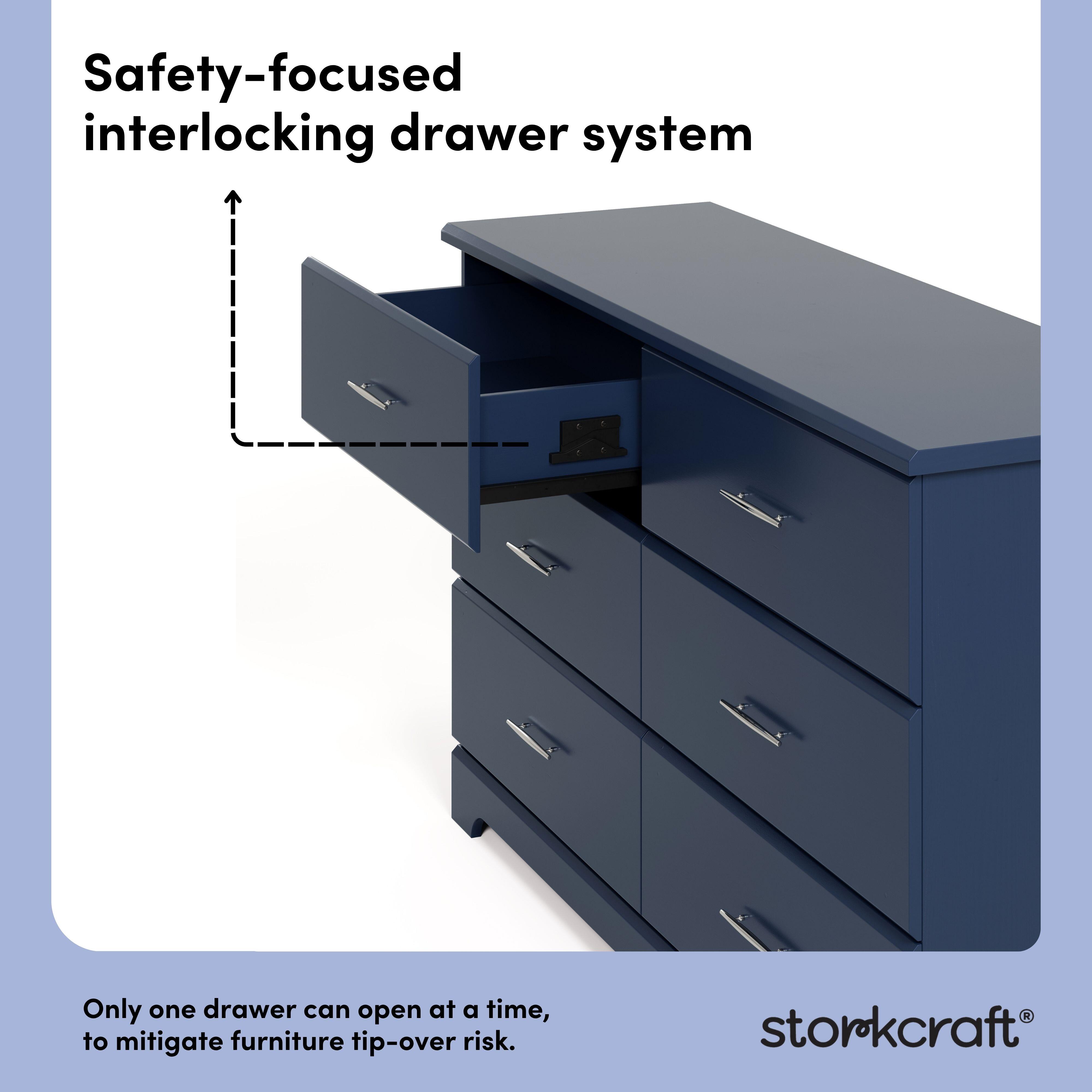 Storkcraft Brookside 6 Drawer Double Dresser, Midnight Blue, large