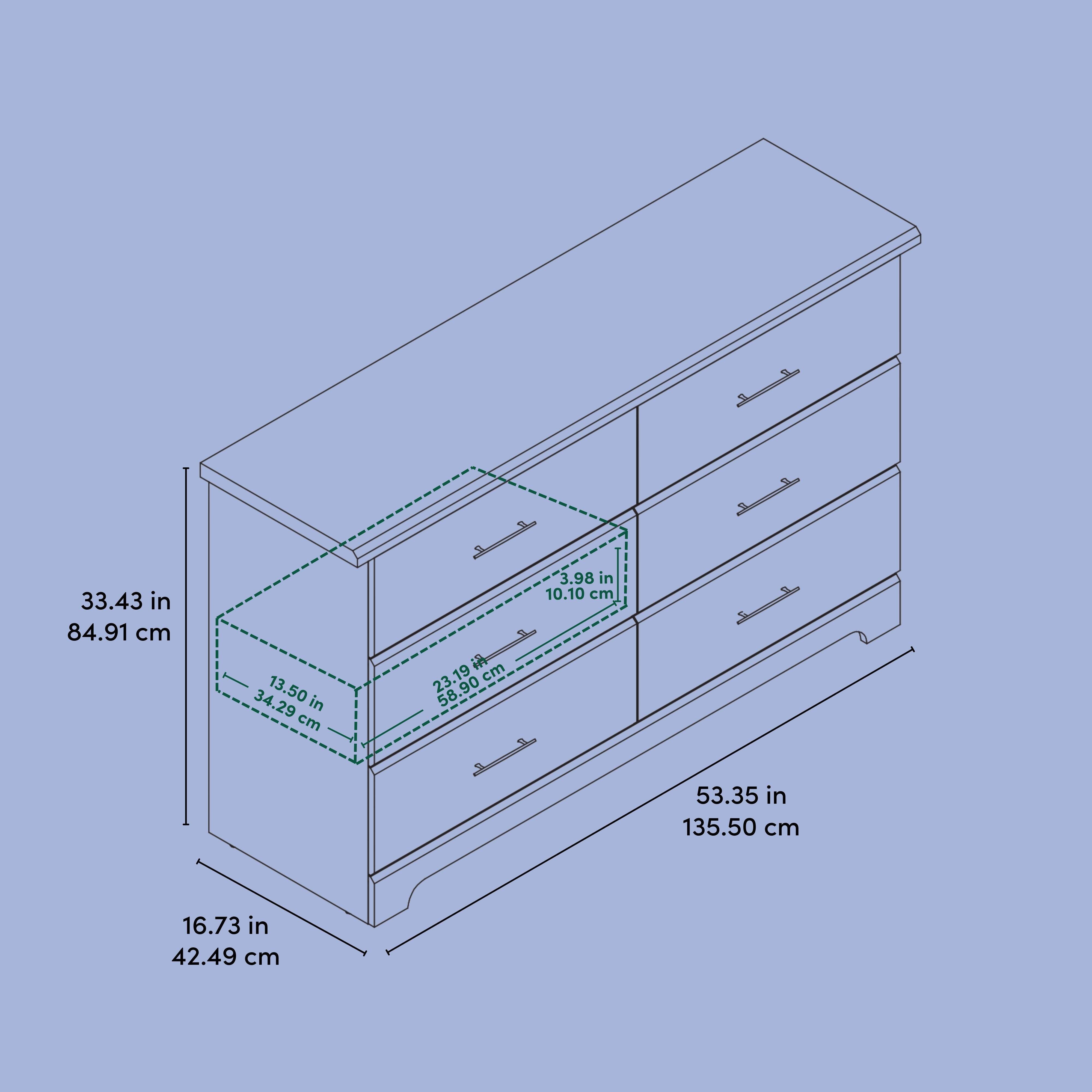 Storkcraft Brookside 6 Drawer Double Dresser, Midnight Blue, large