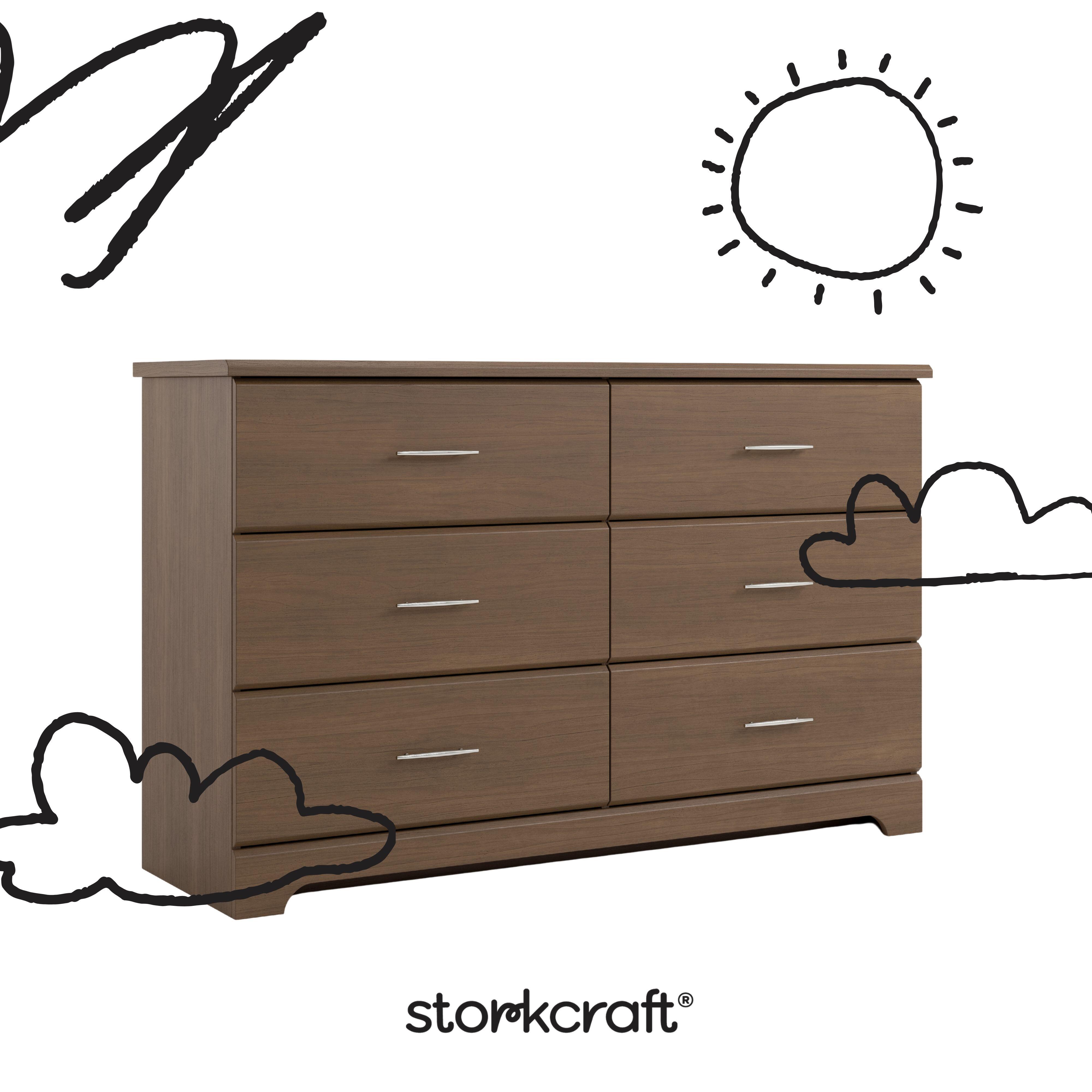 Storkcraft Brookside 6 Drawer Double Dresser, Hazelnut, large