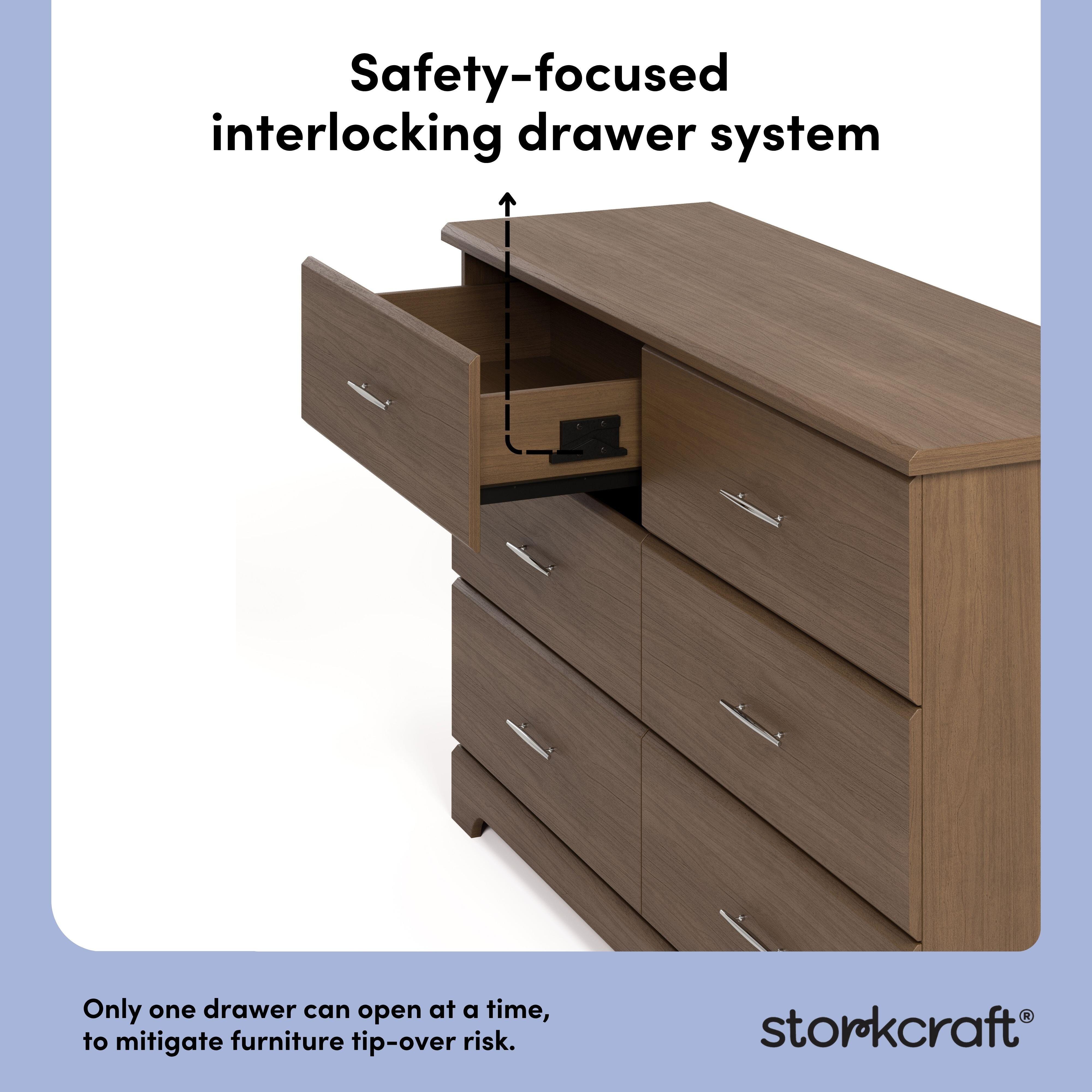Storkcraft Brookside 6 Drawer Double Dresser, Hazelnut, large